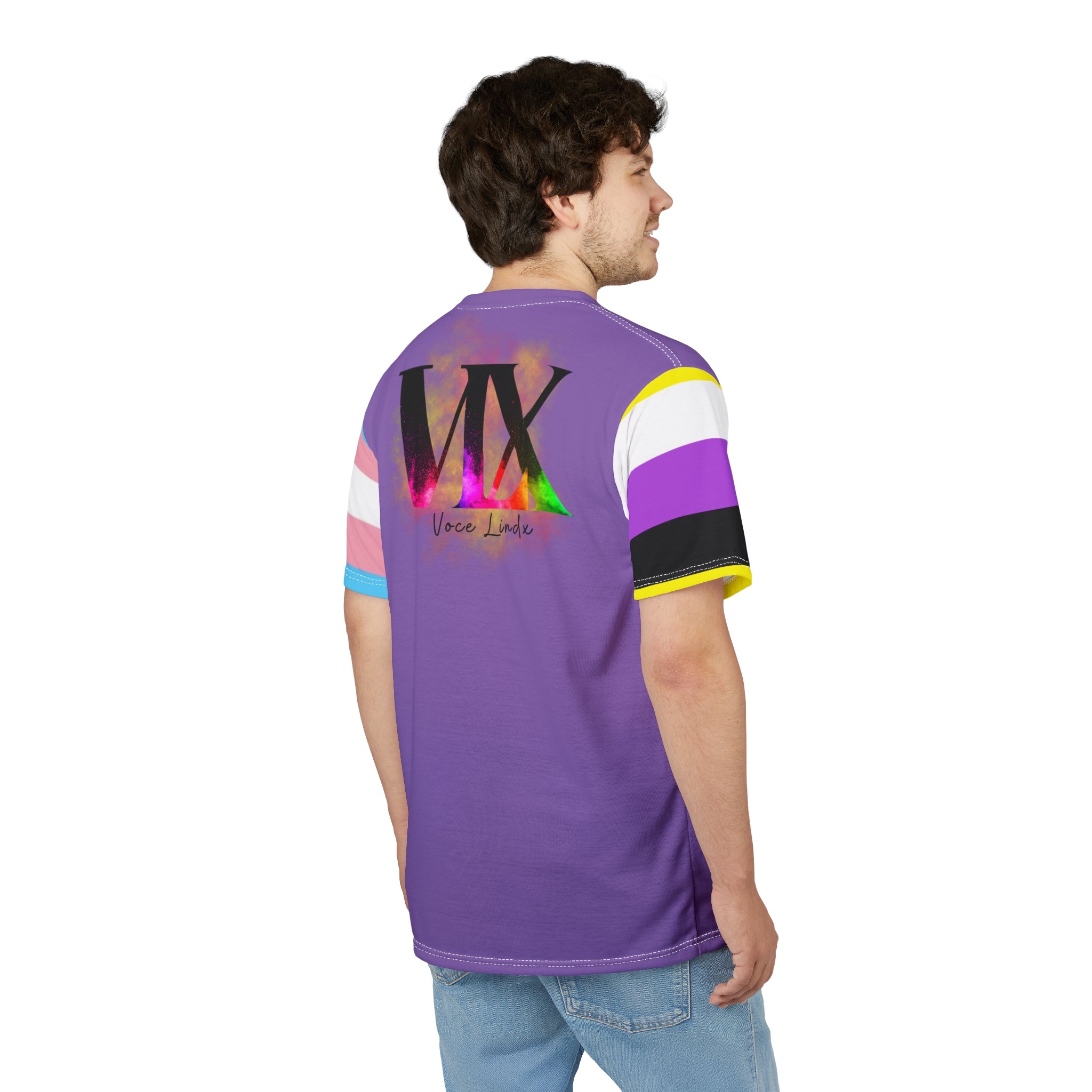 Gender Is Over Gender-Free Tee – Nonbinary & Trans Pride Sleeves, Inclusive LGBTQIA+ Art, Lightweight Polyester | Voce Lindx