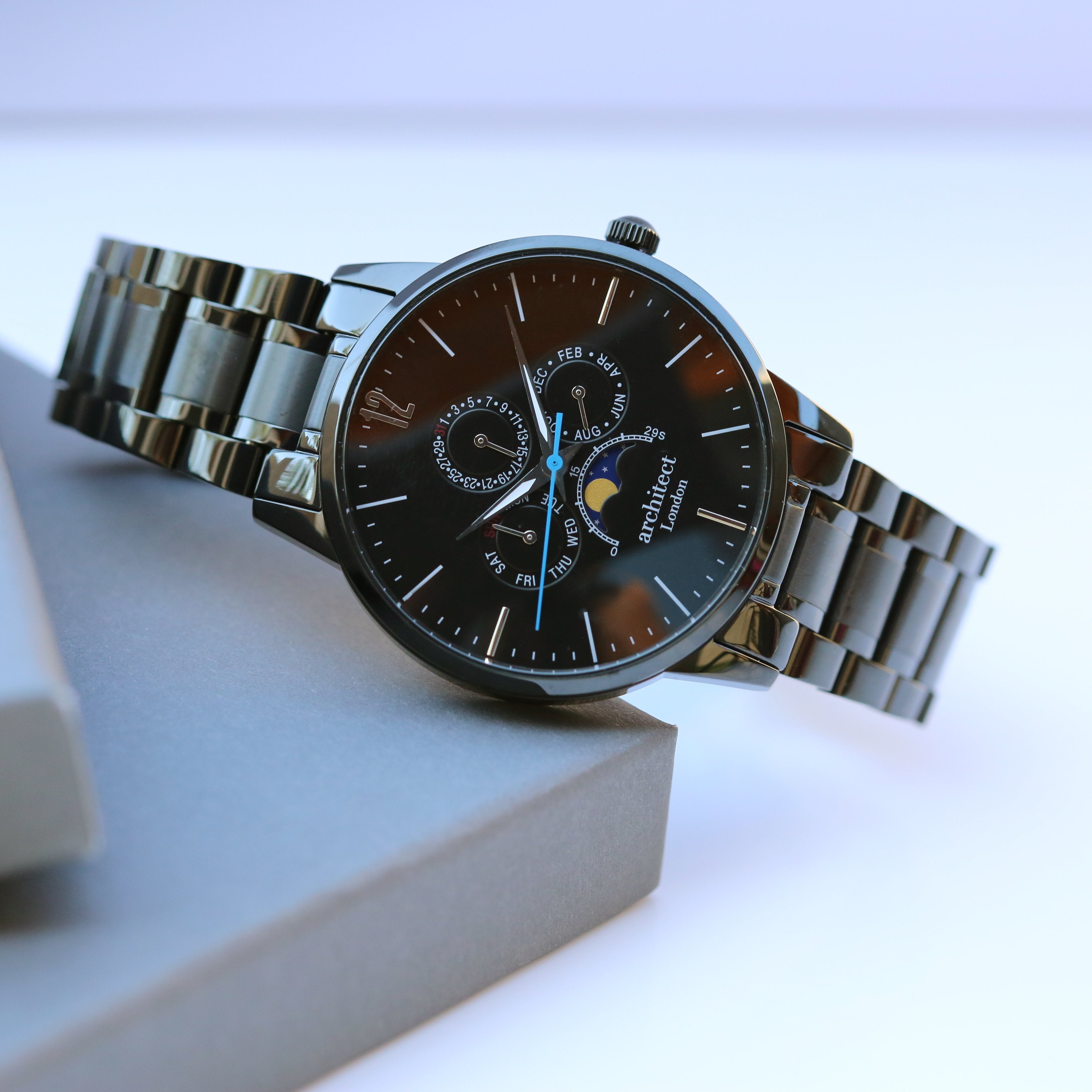 Personalised Architect Apollo watch with black dial, own handwriting