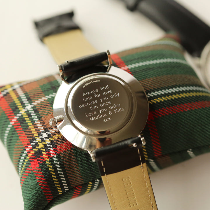 Personalised Architect Zephyr Watch – Jet Black Strap, Modern Engraving | Custom Engraved Gift
