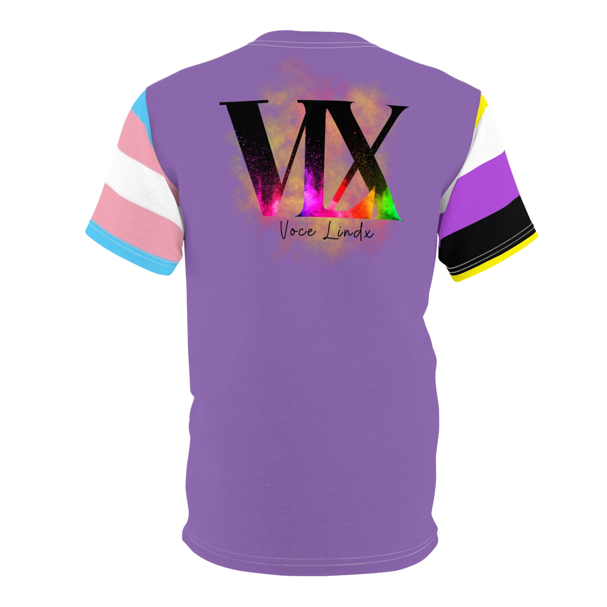 HE Gender-Free Pride Tee – Trans & Nonbinary Flag Sleeves, Inclusive LGBTQIA+ Fashion | Voce Lindx