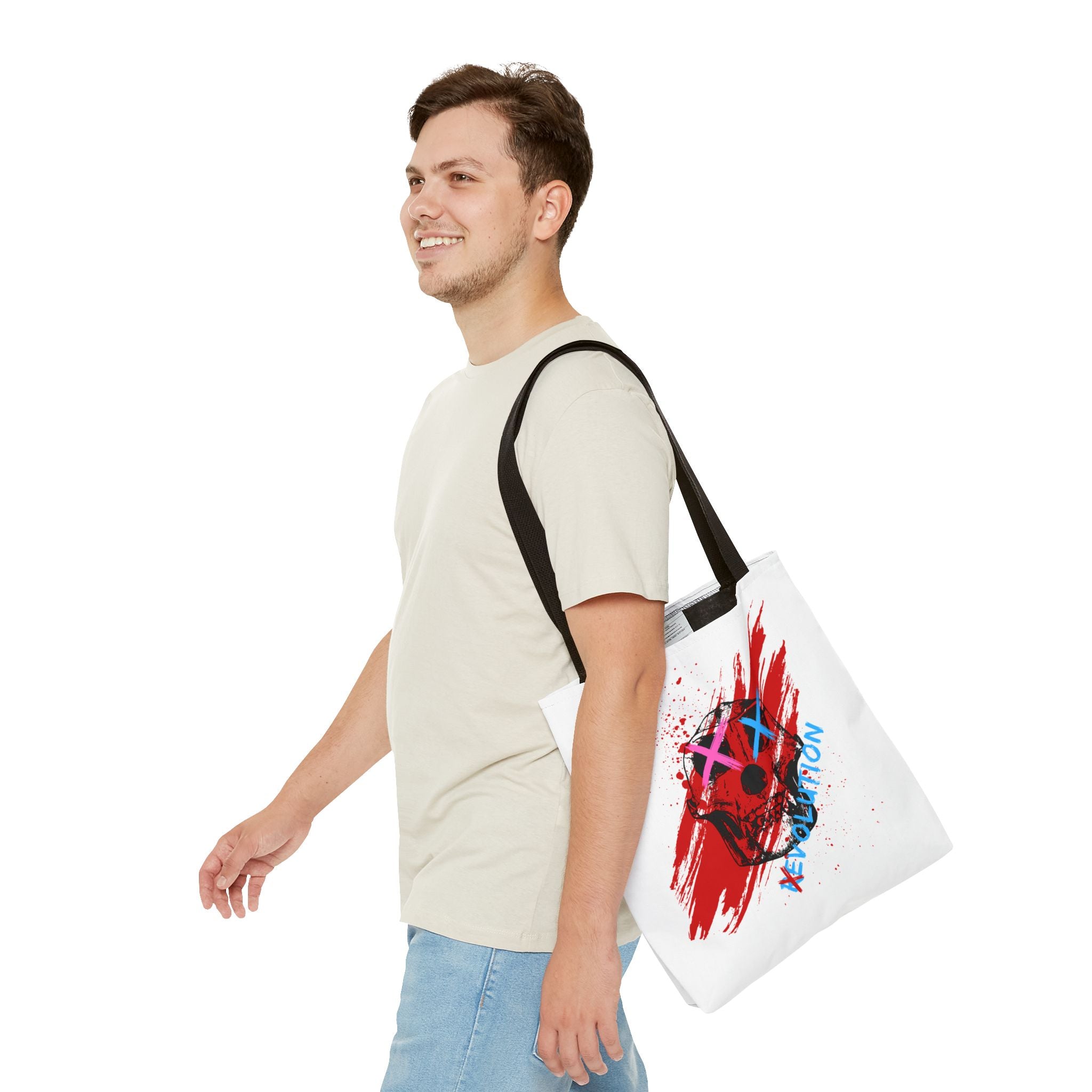 X Revolution Tote Bag – Gender-Free, Skull Art, Durable Polyester, Multiple Sizes | Inclusive LGBTQIA+ Accessory | Voce Lindx