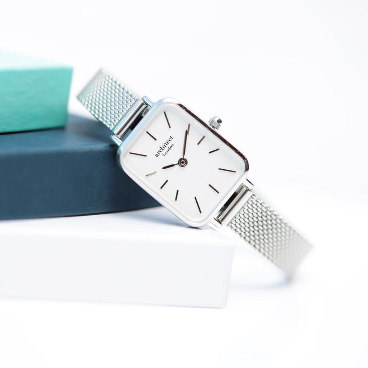 Personalised Architect Lille Watch – Cloud Silver, Modern Engraving | Engraved Gift