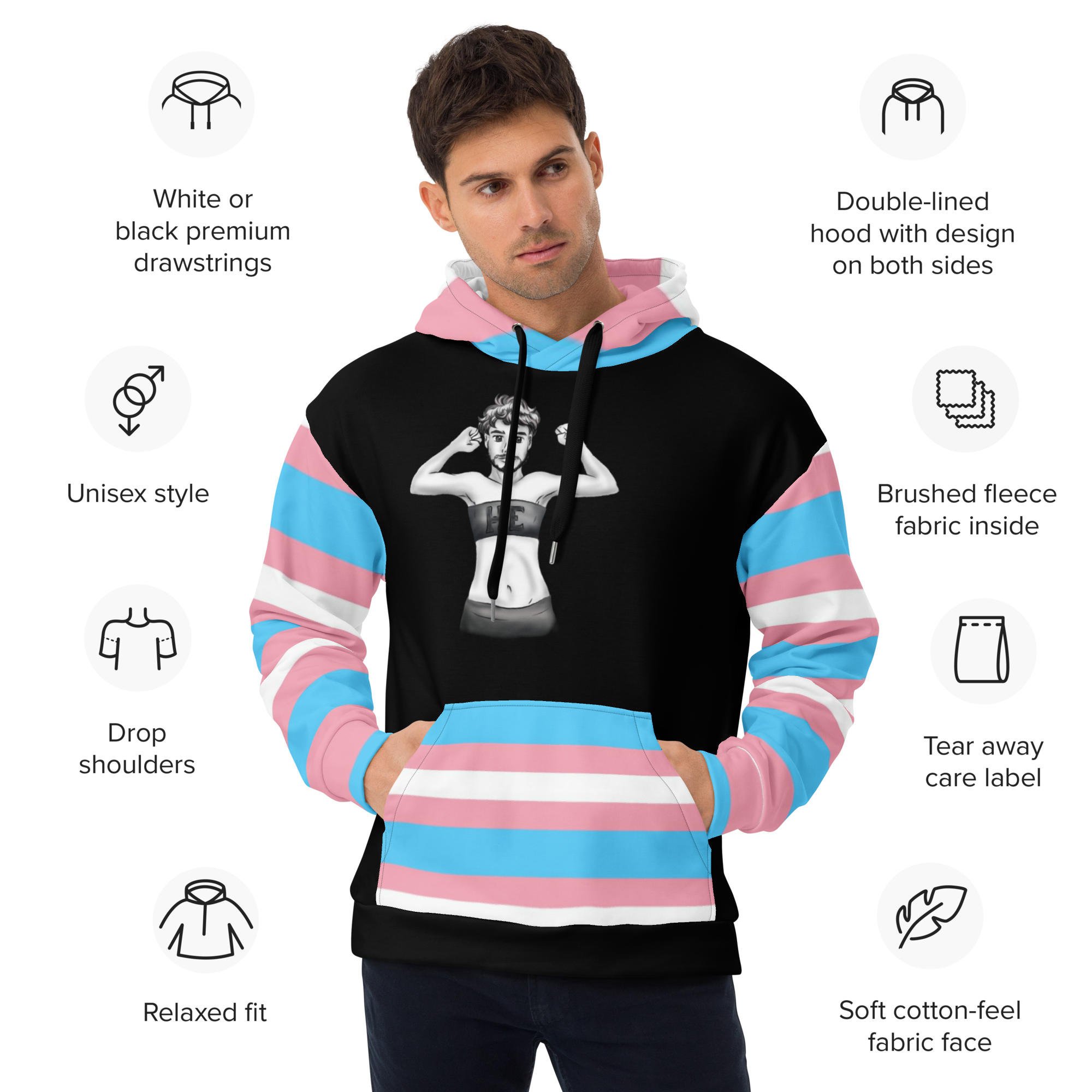 Sudadera con capucha transgénero él