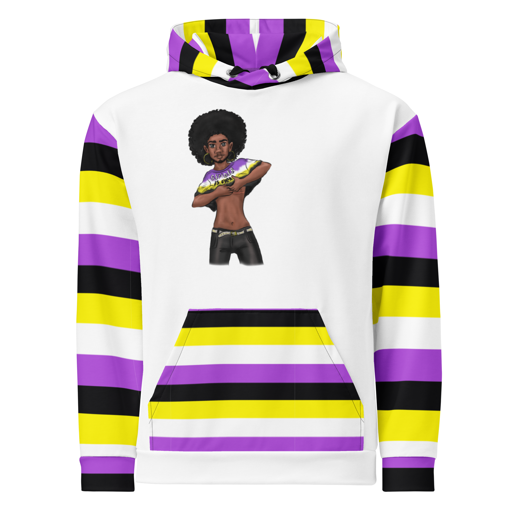 Non-Binary “Gender Is Over” Hoodie – Black and Yellow | Bold, Inclusive & Comfortable