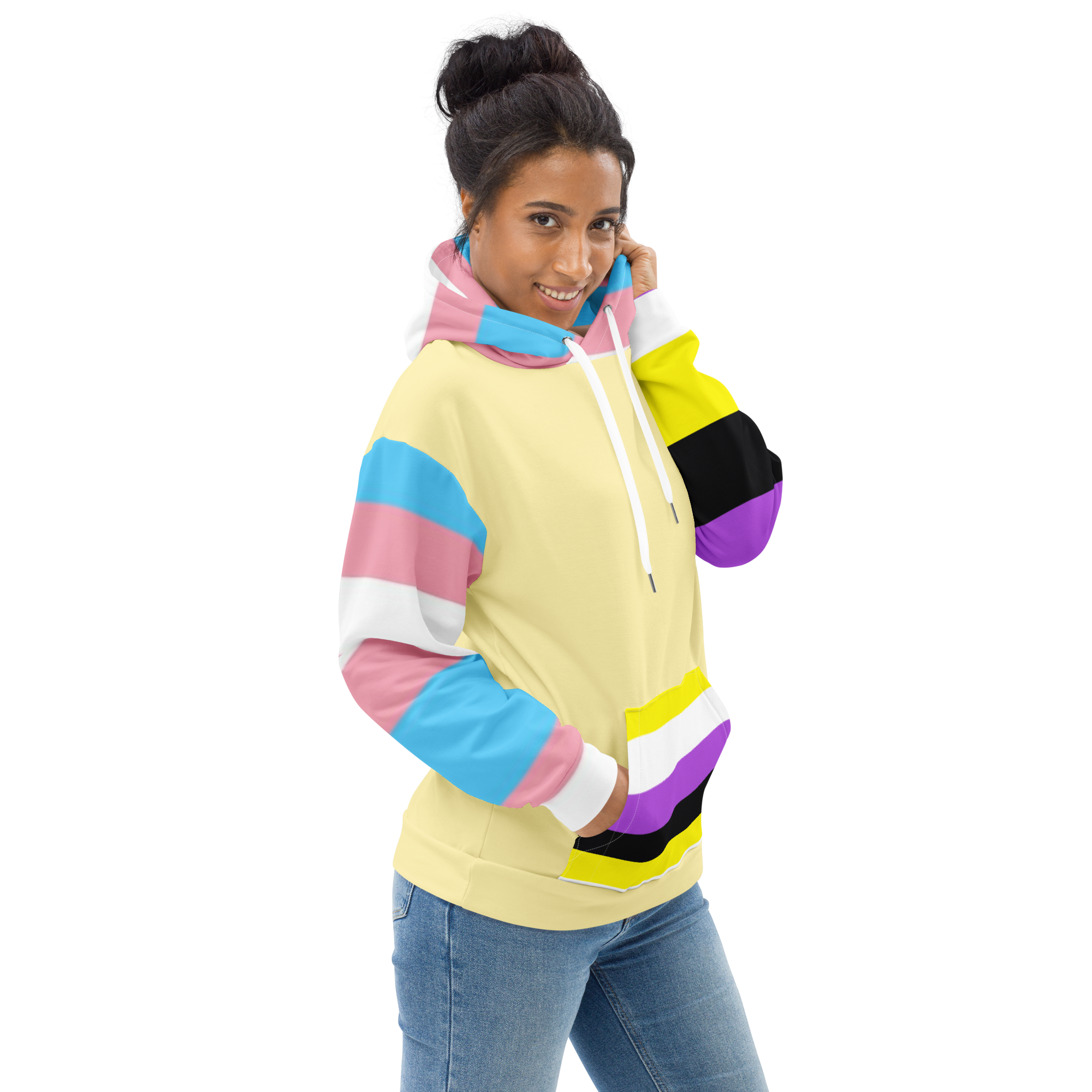 Trans + Non-Binary Flag Hoodie – Inclusive Pride Fashion | Comfortable & Gender-Free Statement Wear