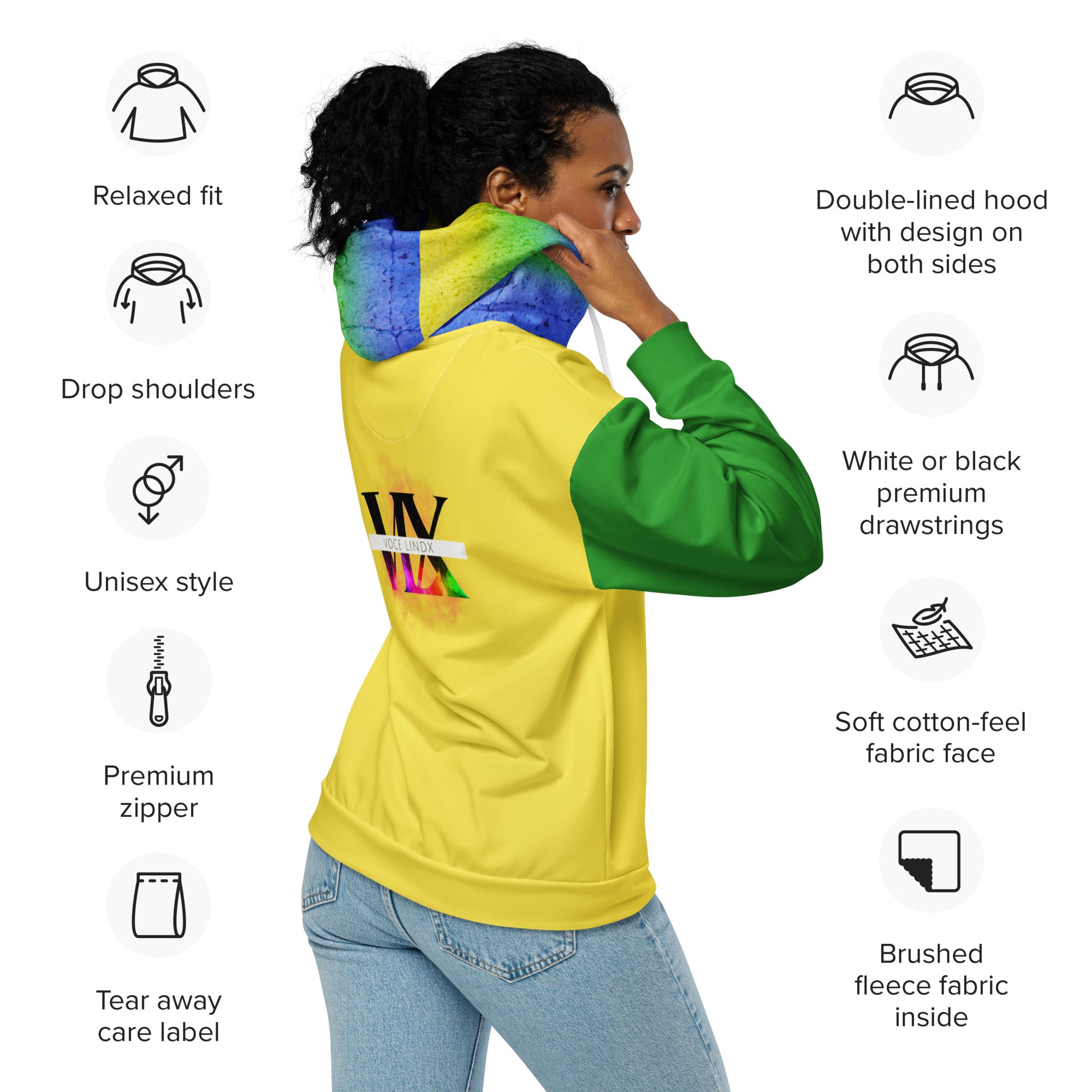 Brazil Flag Zip Hoodie | Flag Graphic