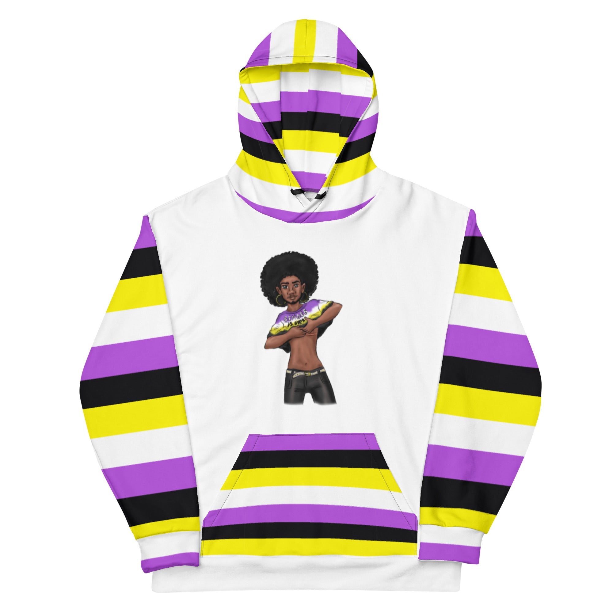 “Gender Is Over” Hoodie – Diverse Pride Flag Design | Recycled, Comfortable & Inclusive Fit