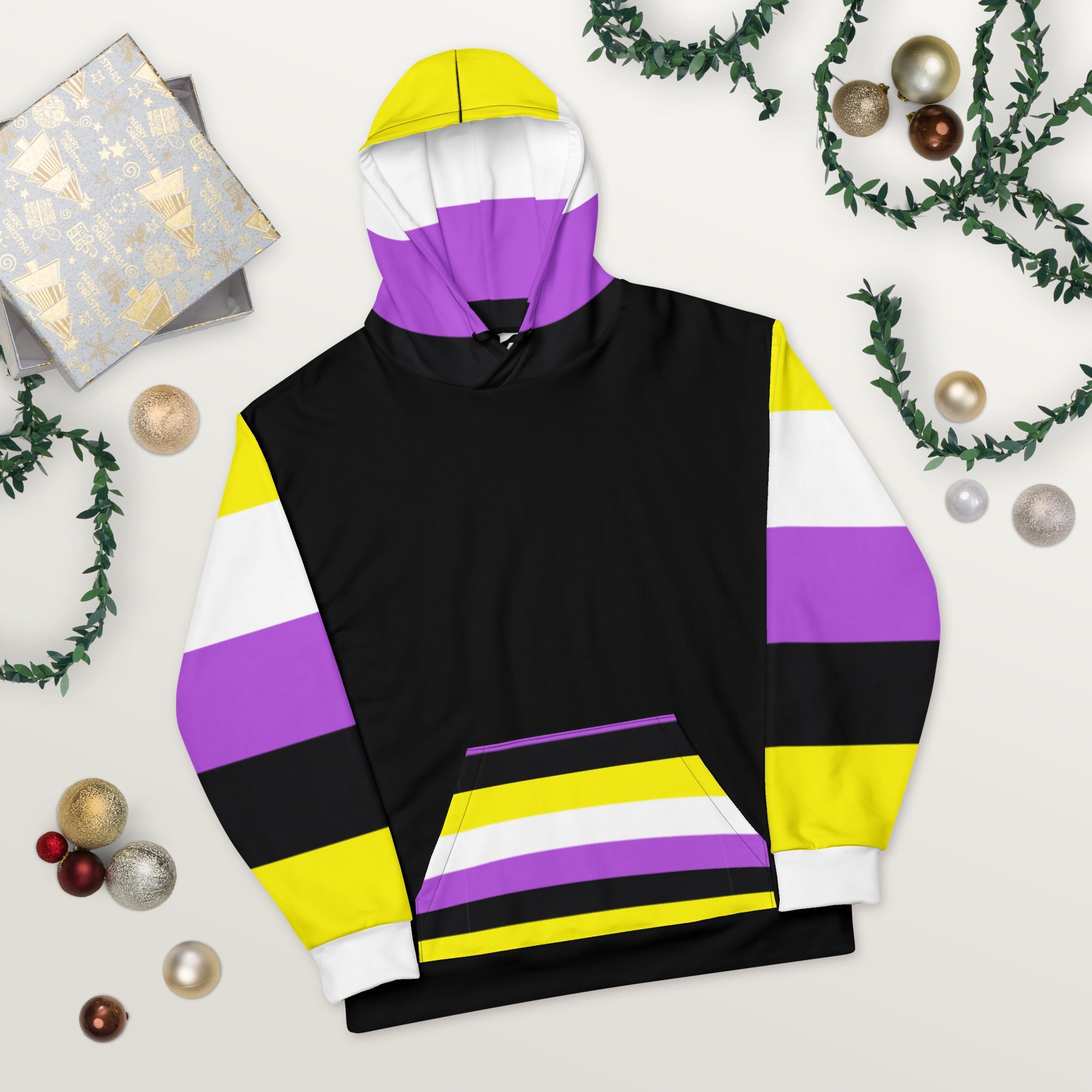 Non-Binary Pride Flag Hoodie – Soft, Sustainable & Inclusive Pridewear