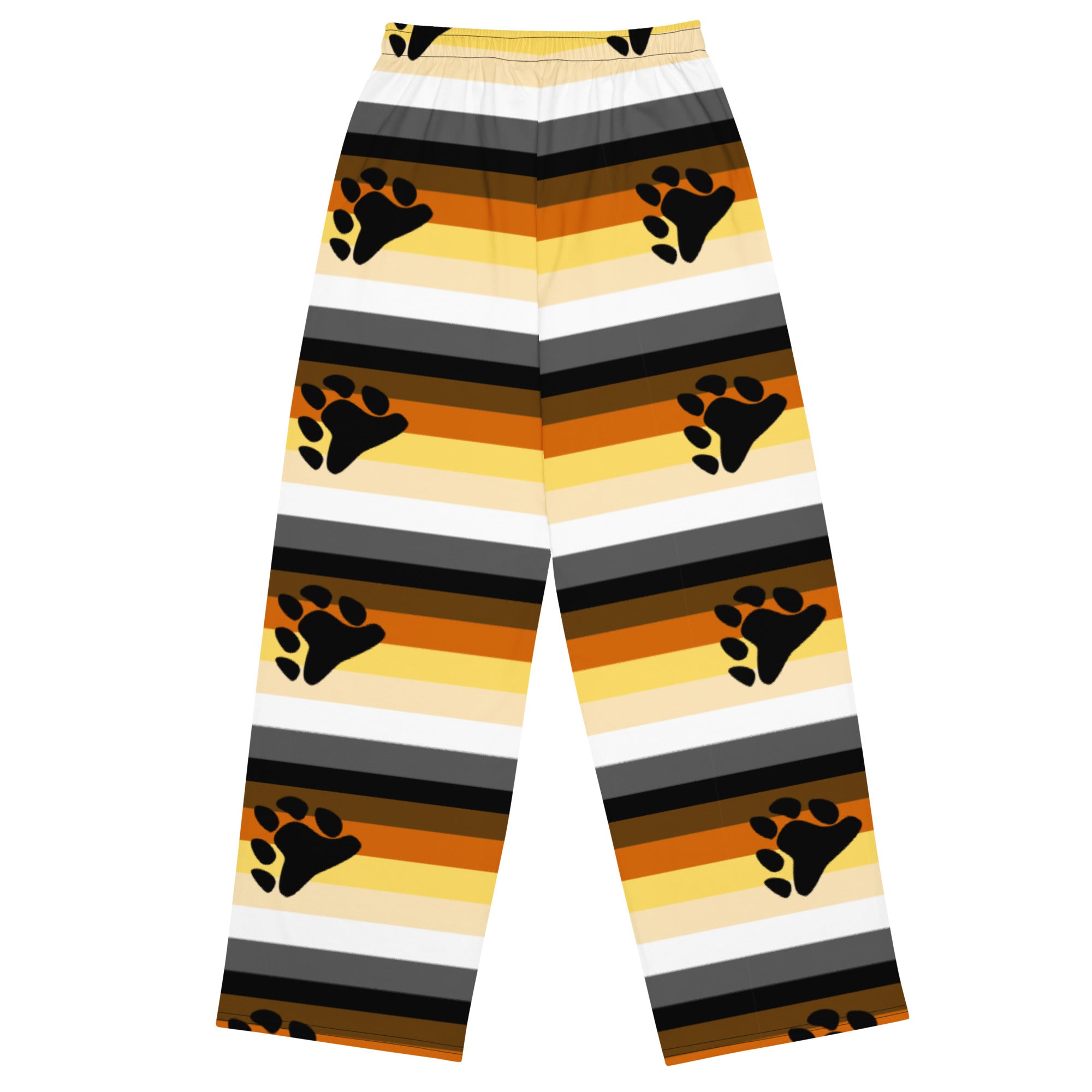 Bear Identity Wide-Leg Trousers – All-Over Flag Print | All-Gender Palazzo Pants