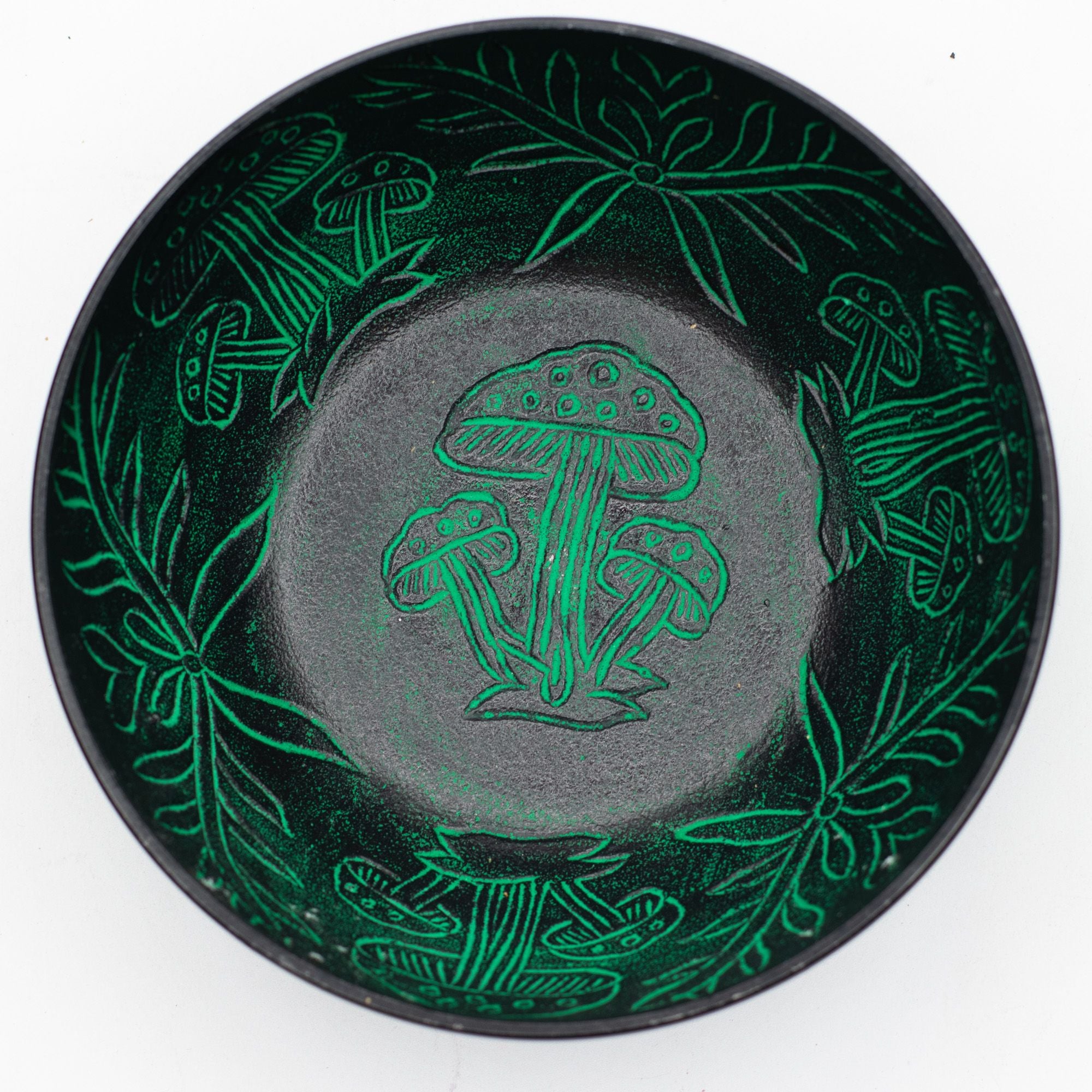 Tibetan Singing Bowl, Magic Mushroom Design, Green 20cm