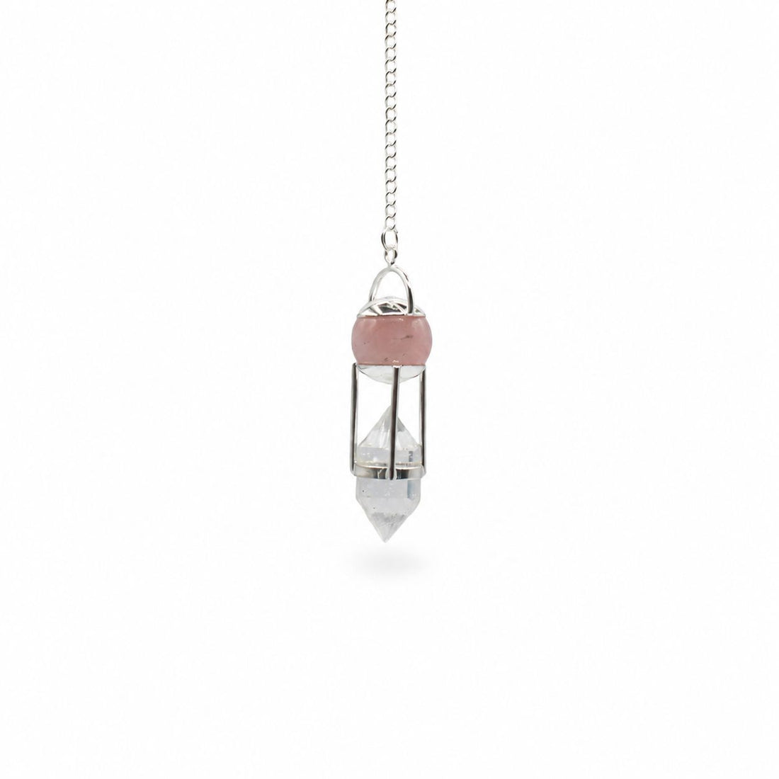Heart Whisperer Rose Quartz & Clear Quartz Double Power Pendulum – photo 2