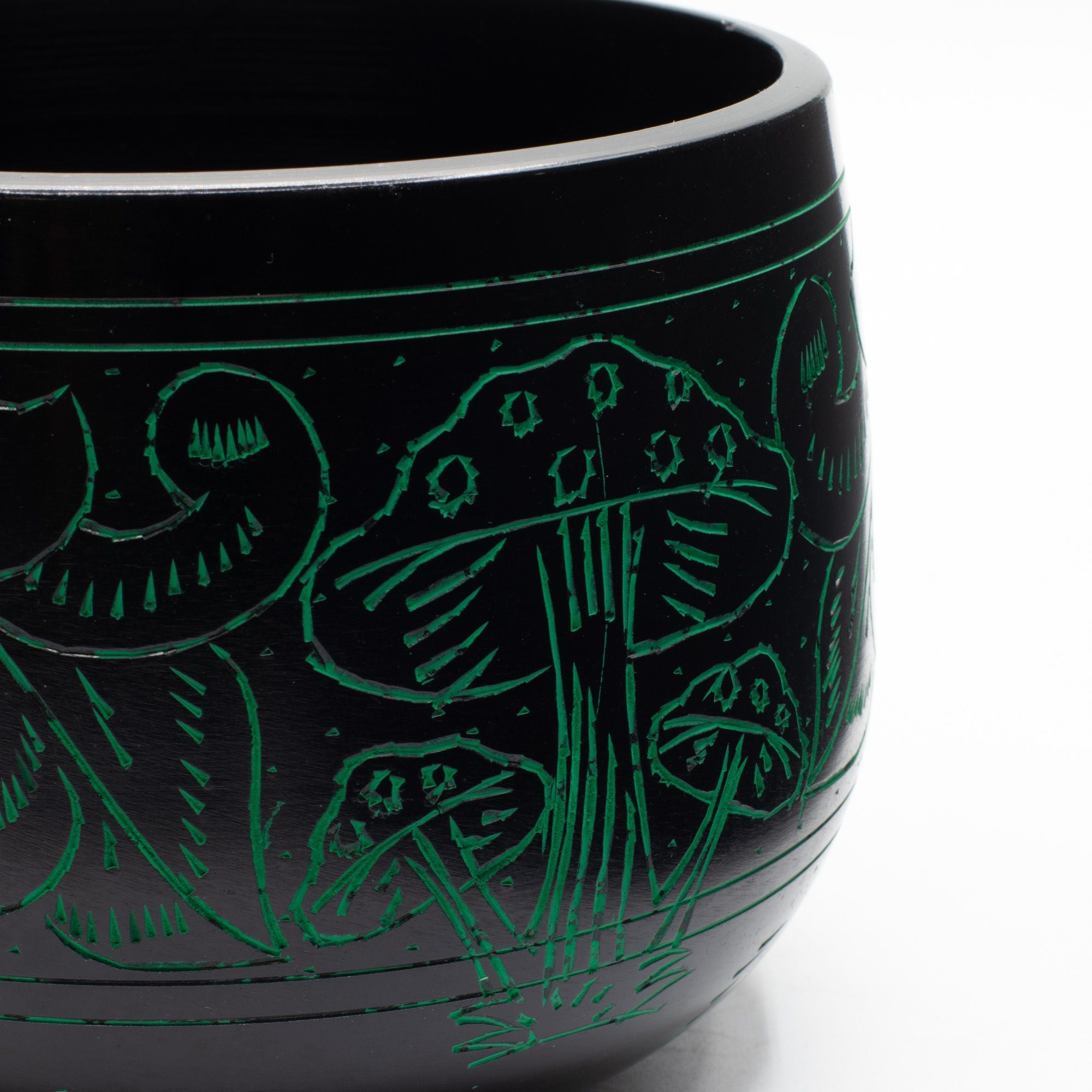 Cauldron Tibetan Singing Bowl, Magic Mushroom, Green 15cm