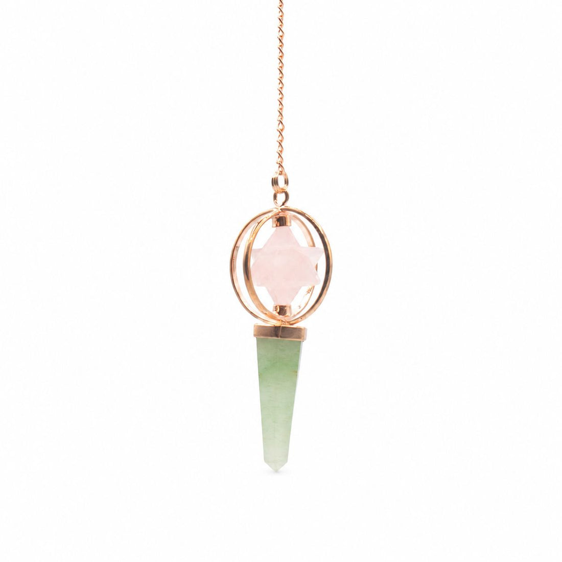 Heart Compass Rose Quartz & Green Aventurine Merkaba Pendulum – photo 2