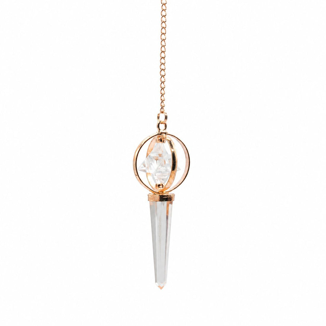 Stellar Gateway Clear Quartz Spinning Merkaba Copper Pendulum – photo 2