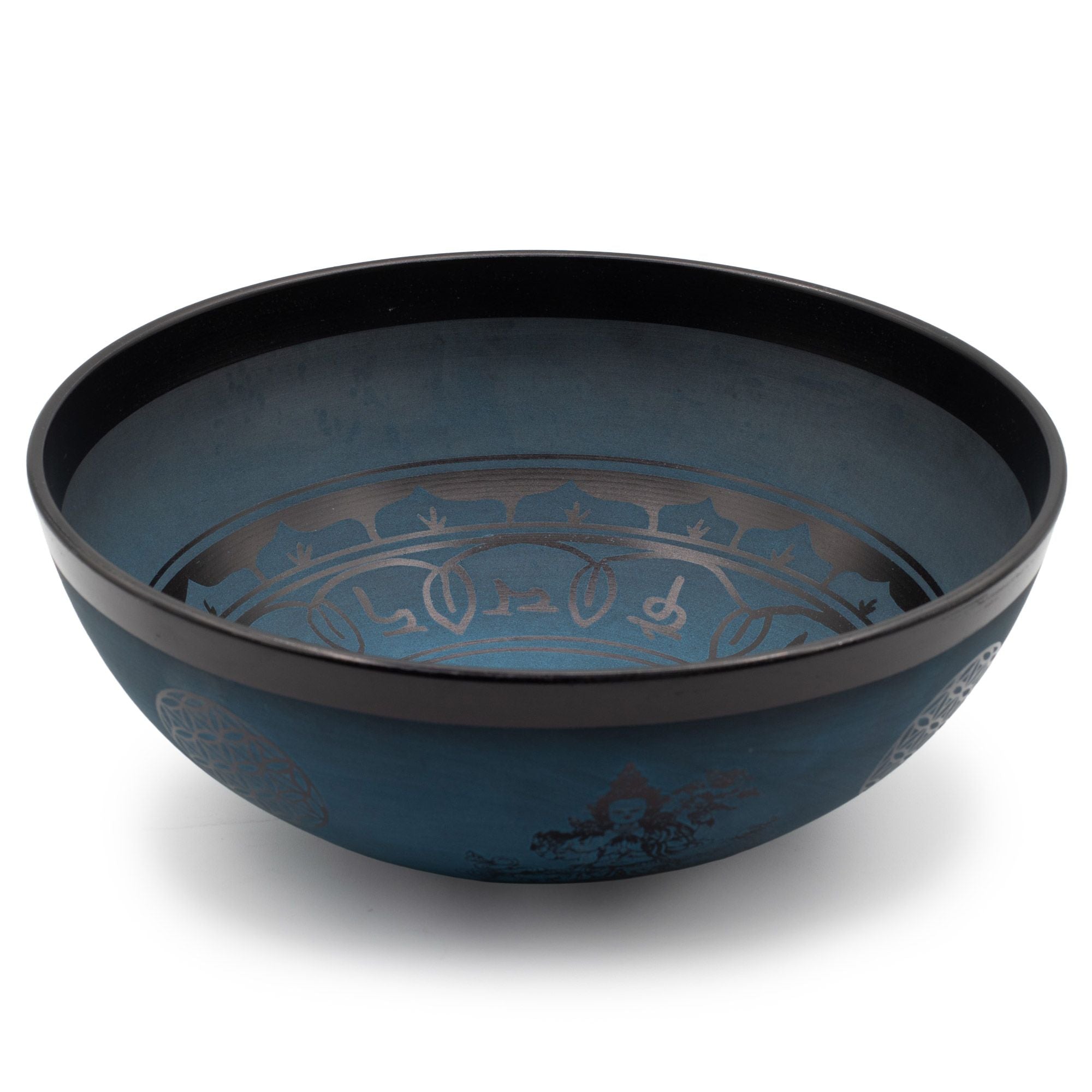 Large Tibetan Singing Bowl, Double Dorje Design, Blue 27cm