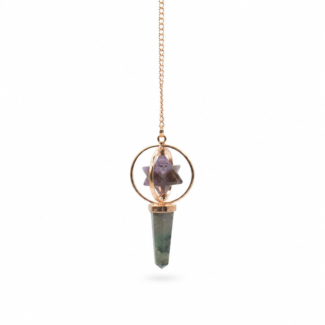 Cosmic Navigator Amethyst & Labradorite Merkaba Copper Pendulum – photo 2