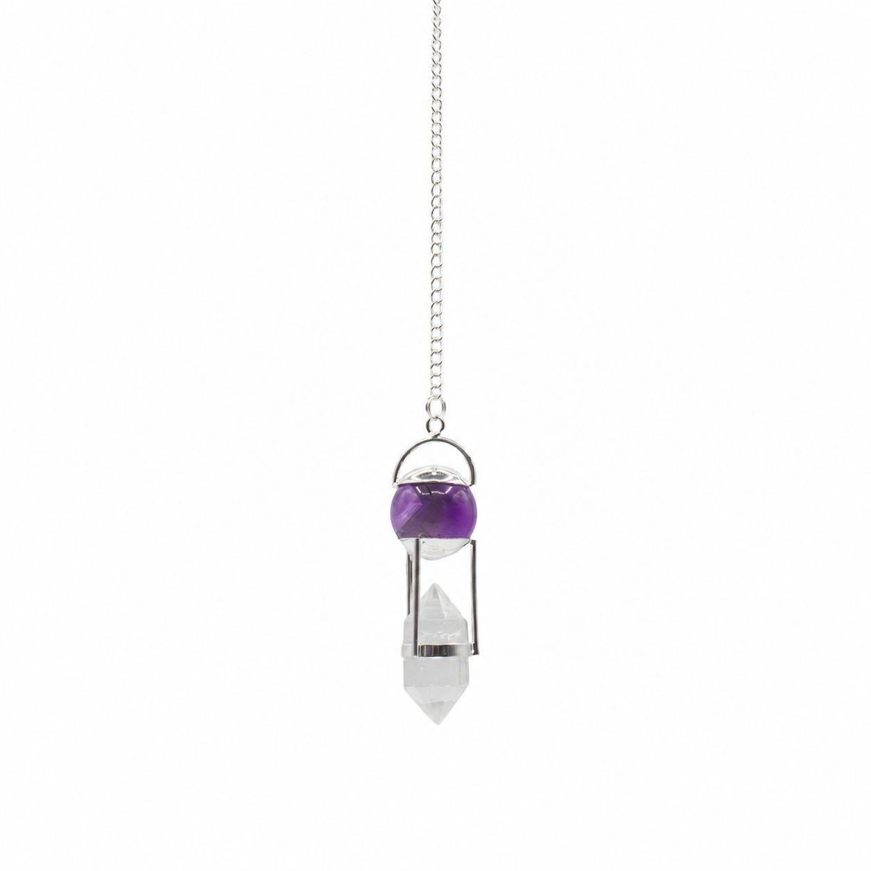 Seeker of Truth Amethyst & Clear Quartz Double Power Pendulum