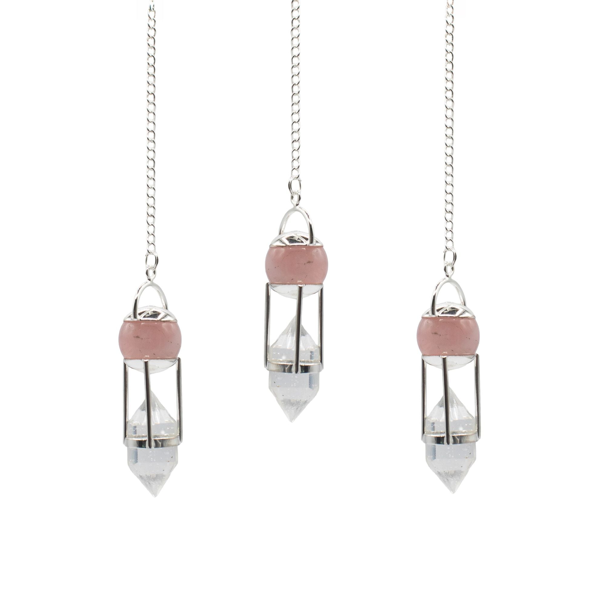 Heart Whisperer Rose Quartz & Clear Quartz Double Power Pendulum