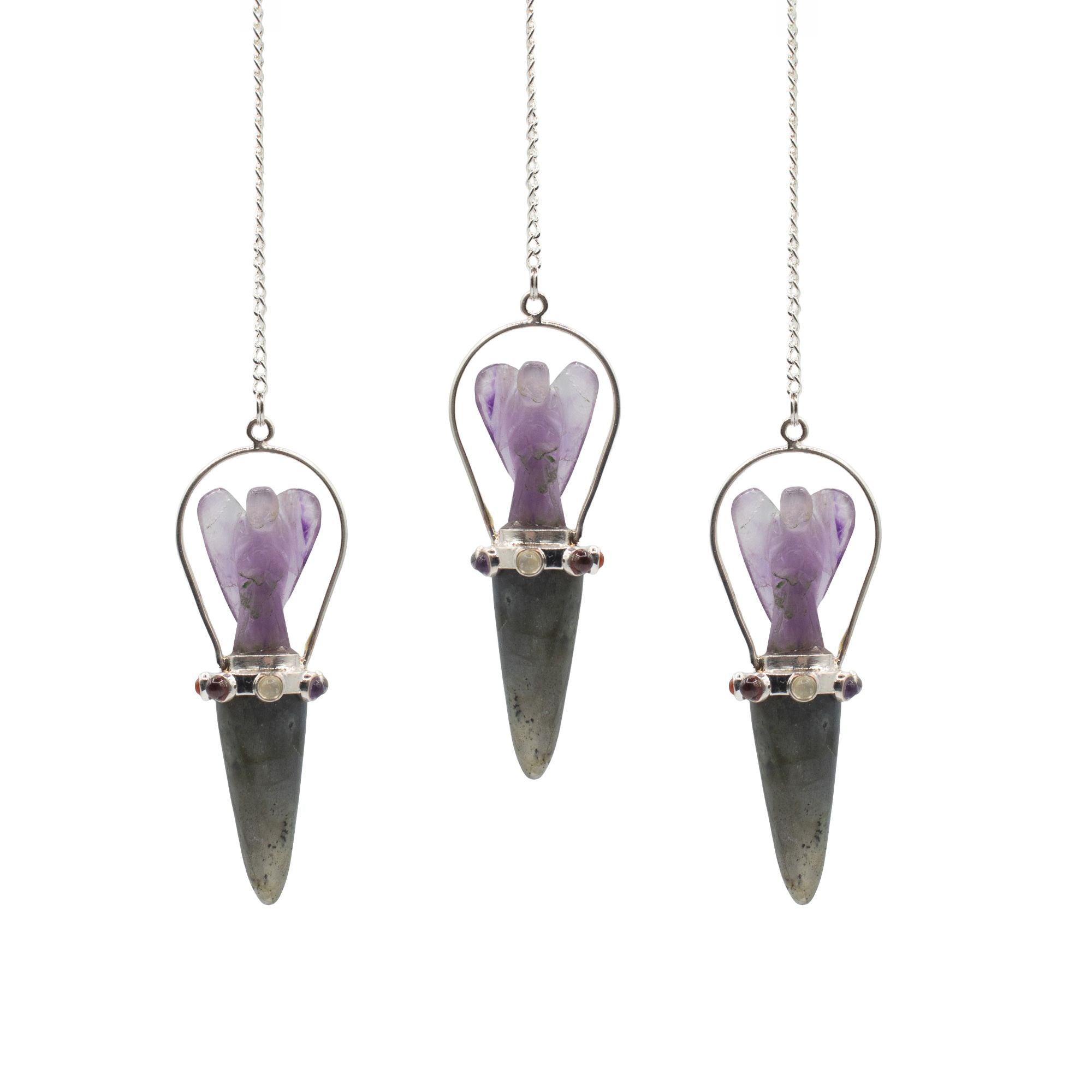 Veilwalker Amethyst & Labradorite Angel Pendulum with Chakra Band