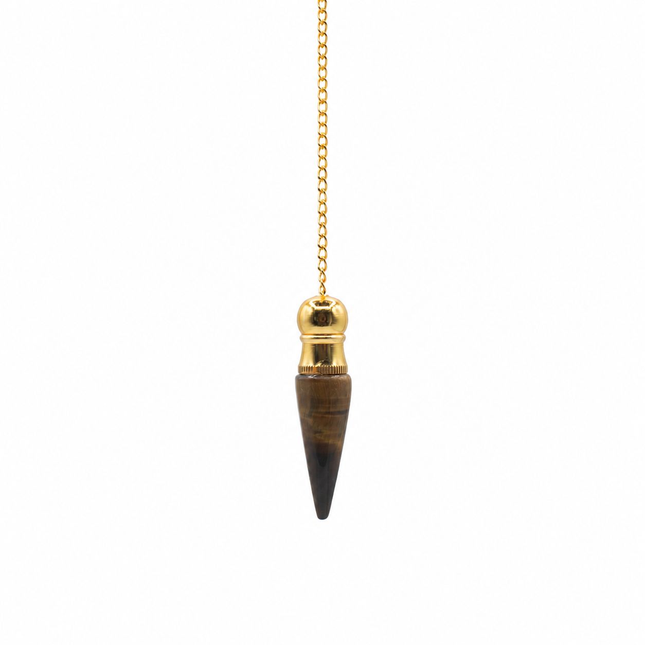 Secret Cavity Tiger Eye Pendulum, Gold Plated