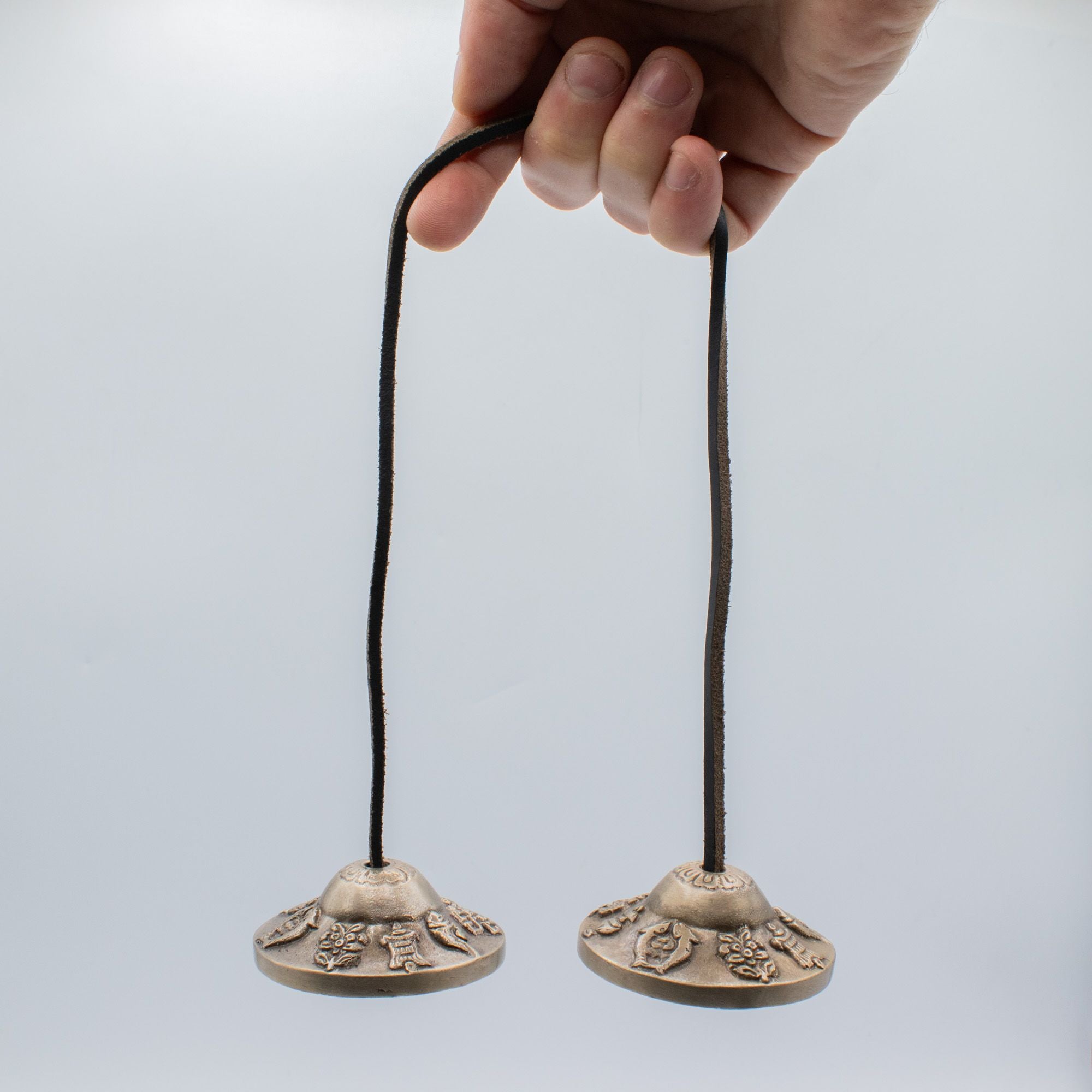 Tibetan Tingsha Cymbals, Lucky Symbols Design, 6cm