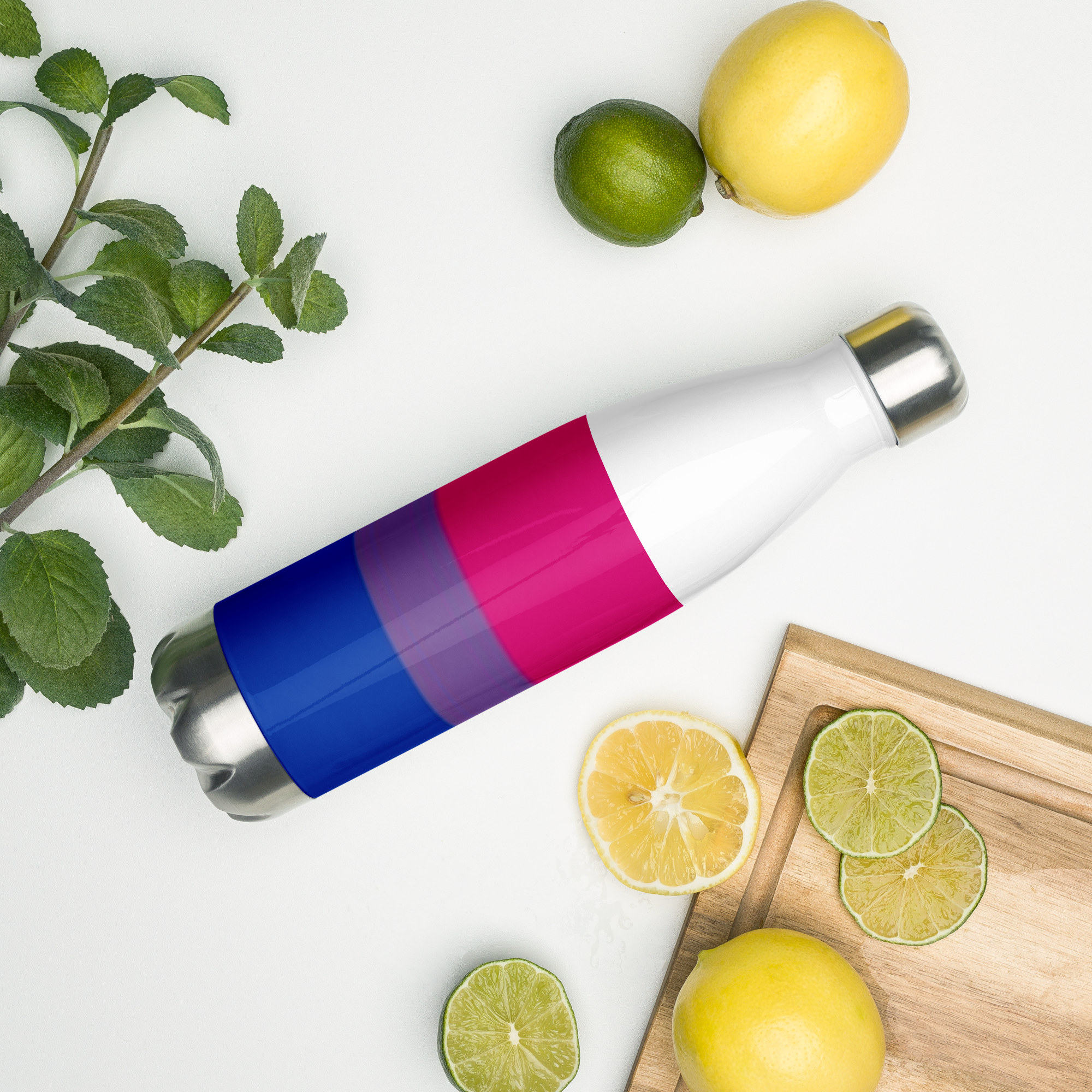 VOCE LINDX Bisexual Flag Stainless Steel Water Bottle – 500ml Double-Walled, Leak-Proof, Gloss Finish