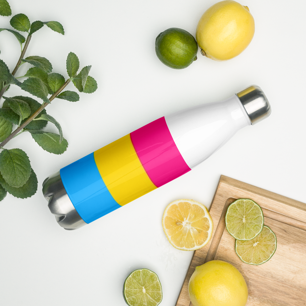 VOCE LINDX Pansexual Flag Stainless Steel Water Bottle – 500ml Insulated, Leak-Proof, BPA-Free, Gloss Finish