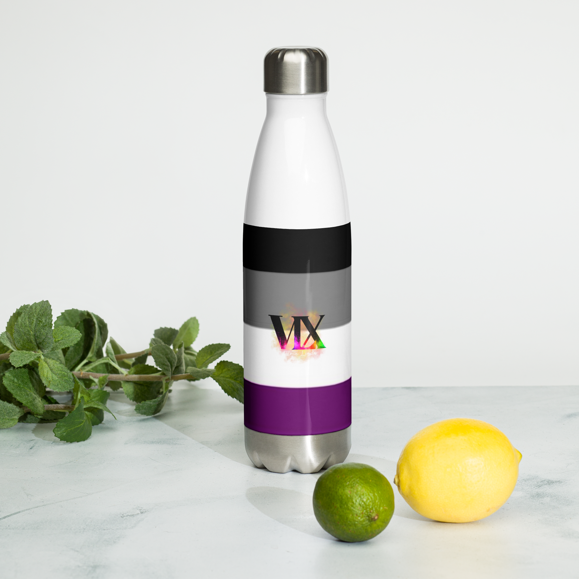 VOCE LINDX Asexual Flag Stainless Steel Water Bottle – 500 ml Vacuum-Insulated, Leak-Proof, Colourful Design