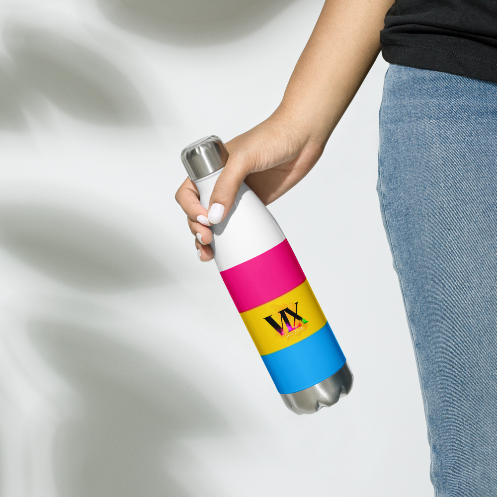 VOCE LINDX Pansexual Flag Stainless Steel Water Bottle – 500ml Insulated, Leak-Proof, BPA-Free, Gloss Finish