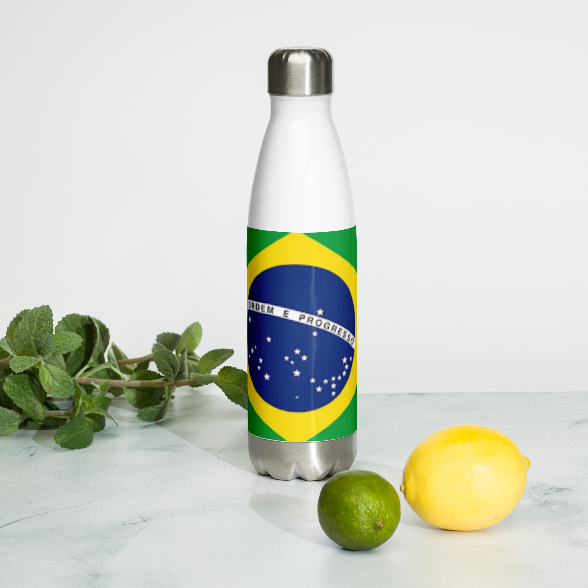 VOCE LINDX Brazil Flag Stainless Steel Water Bottle – 500ml Vacuum-Insulated, Leak-Proof, BPA-Free Travel Flask