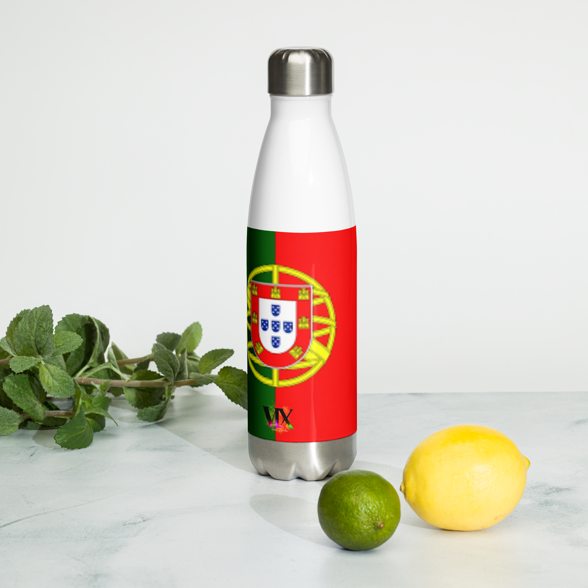 VOCE LINDX Portugal Flag Stainless Steel Water Bottle – 500ml Vacuum-Insulated, Leak-Proof, BPA-Free Flask