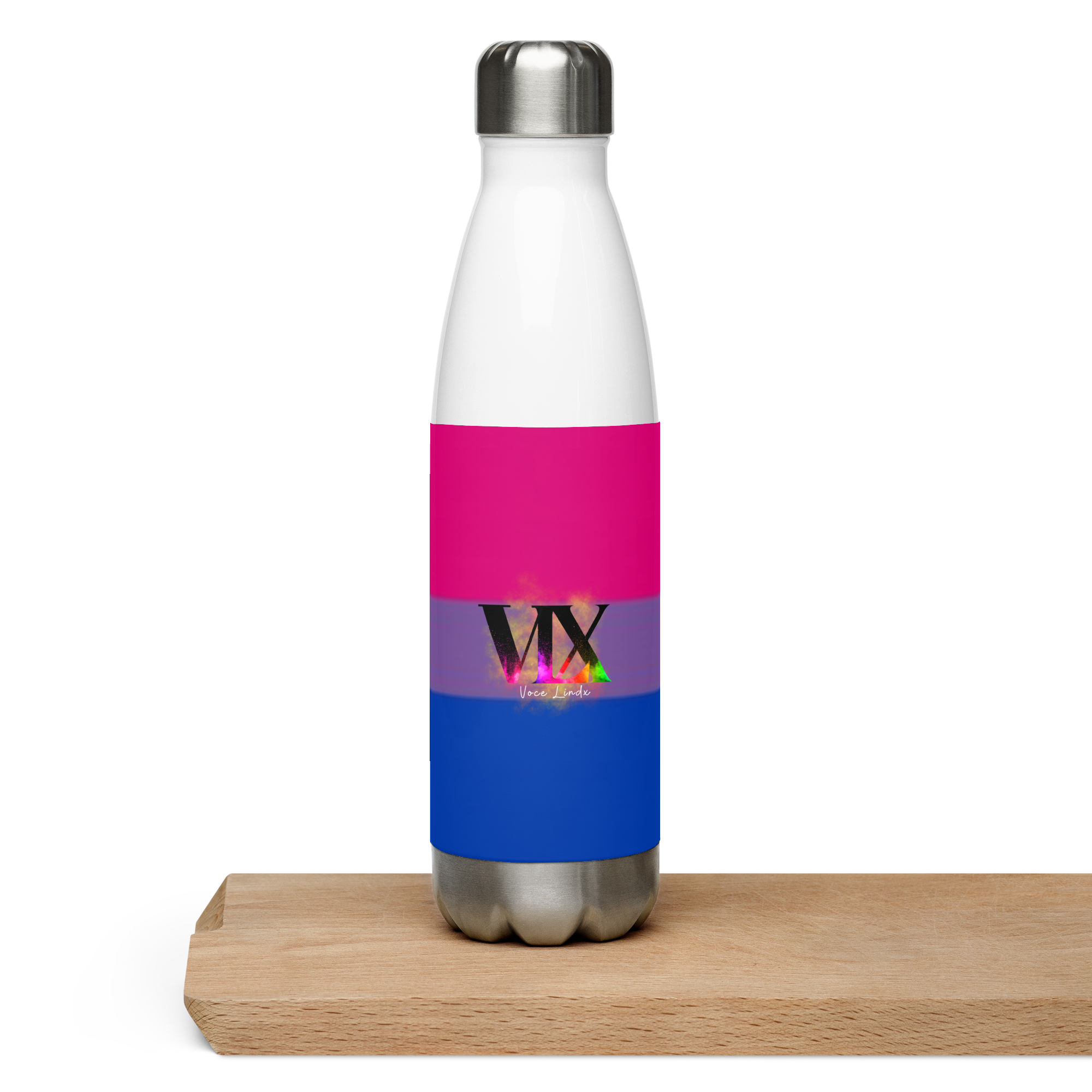 VOCE LINDX Bisexual Flag Stainless Steel Water Bottle – 500ml Double-Walled, Leak-Proof, Gloss Finish