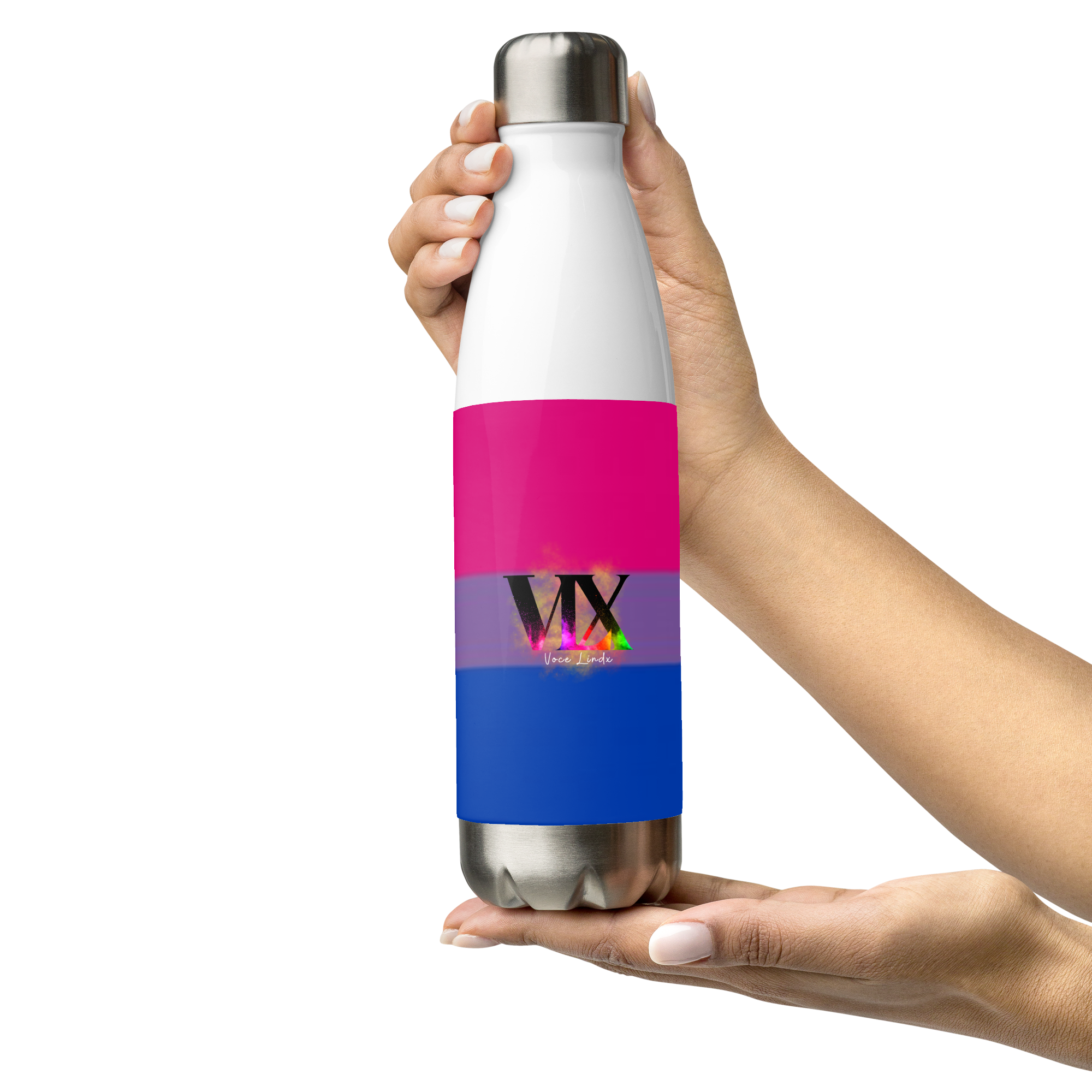 VOCE LINDX Bisexual Flag Stainless Steel Water Bottle – 500ml Double-Walled, Leak-Proof, Gloss Finish