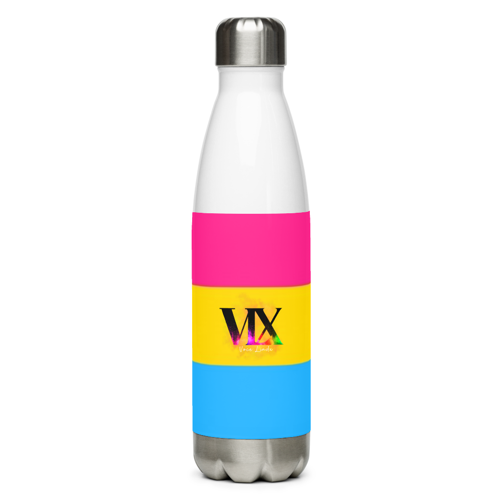 VOCE LINDX Pansexual Flag Stainless Steel Water Bottle – 500ml Insulated, Leak-Proof, BPA-Free, Gloss Finish