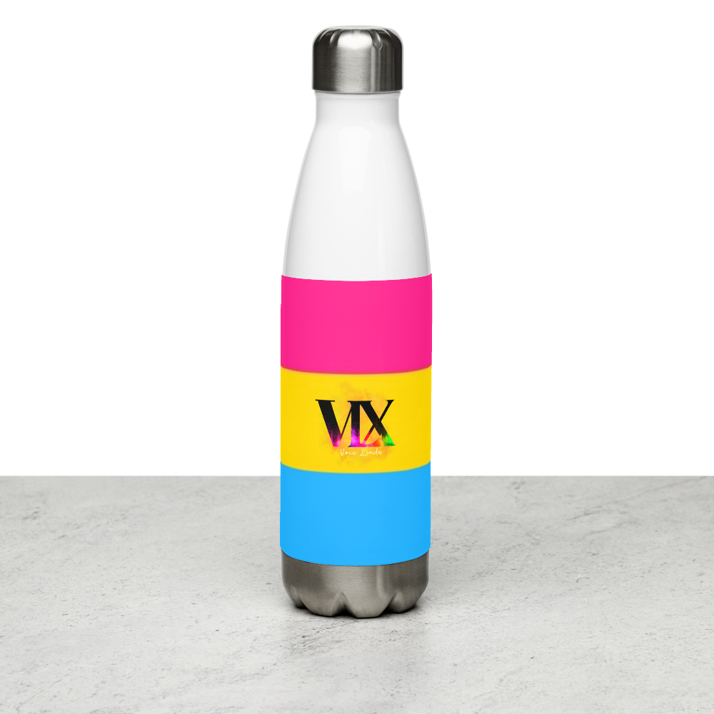 VOCE LINDX Pansexual Flag Stainless Steel Water Bottle – 500ml Insulated, Leak-Proof, BPA-Free, Gloss Finish