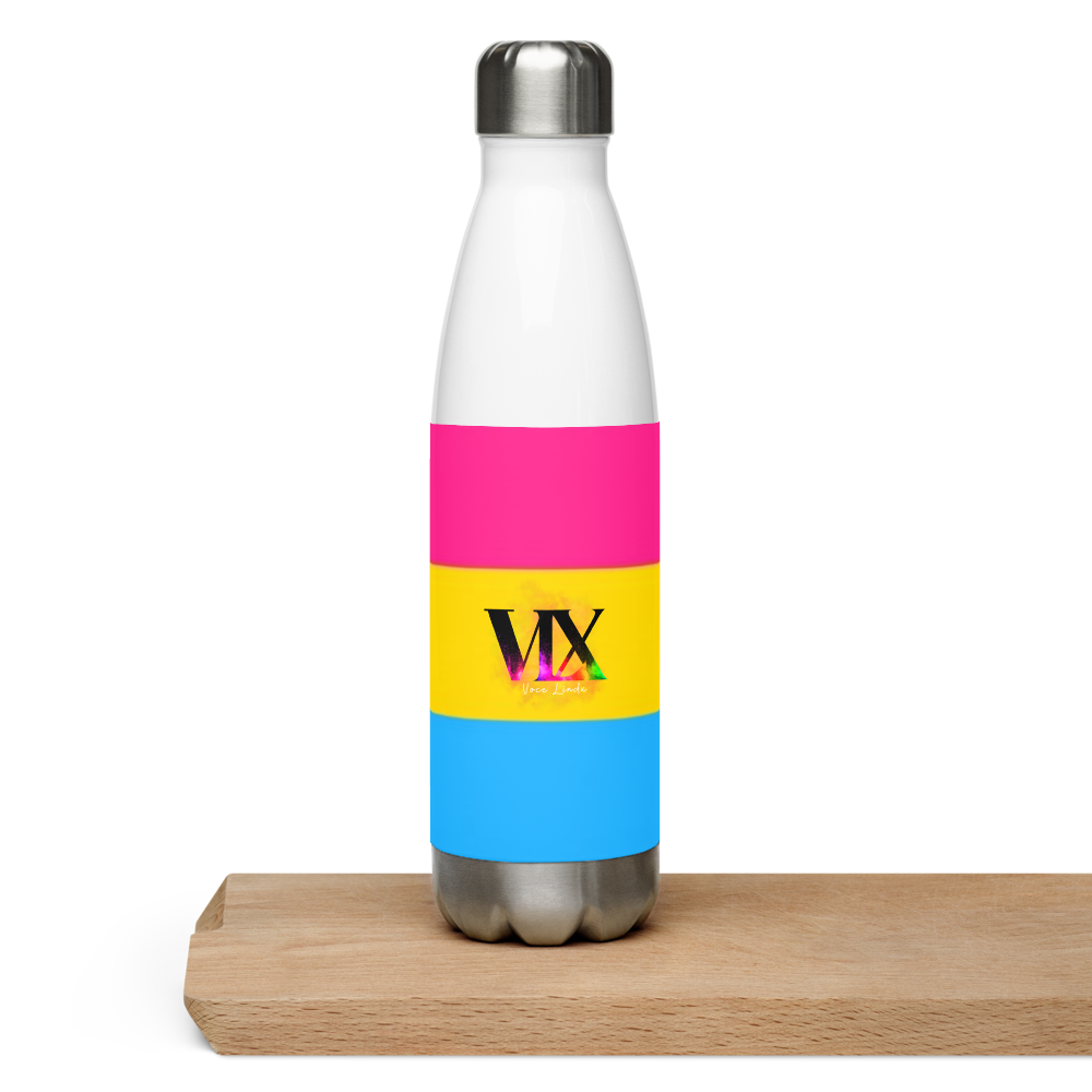 VOCE LINDX Pansexual Flag Stainless Steel Water Bottle – 500ml Insulated, Leak-Proof, BPA-Free, Gloss Finish