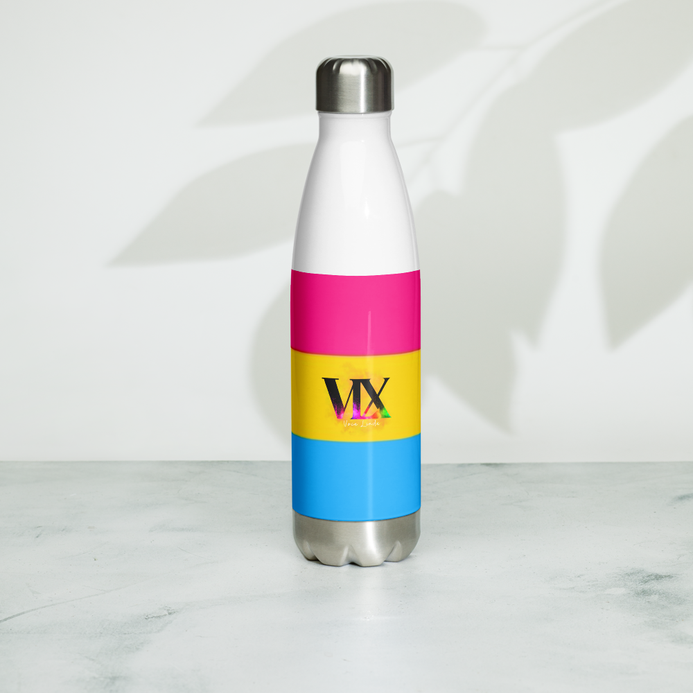 VOCE LINDX Pansexual Flag Stainless Steel Water Bottle – 500ml Insulated, Leak-Proof, BPA-Free, Gloss Finish