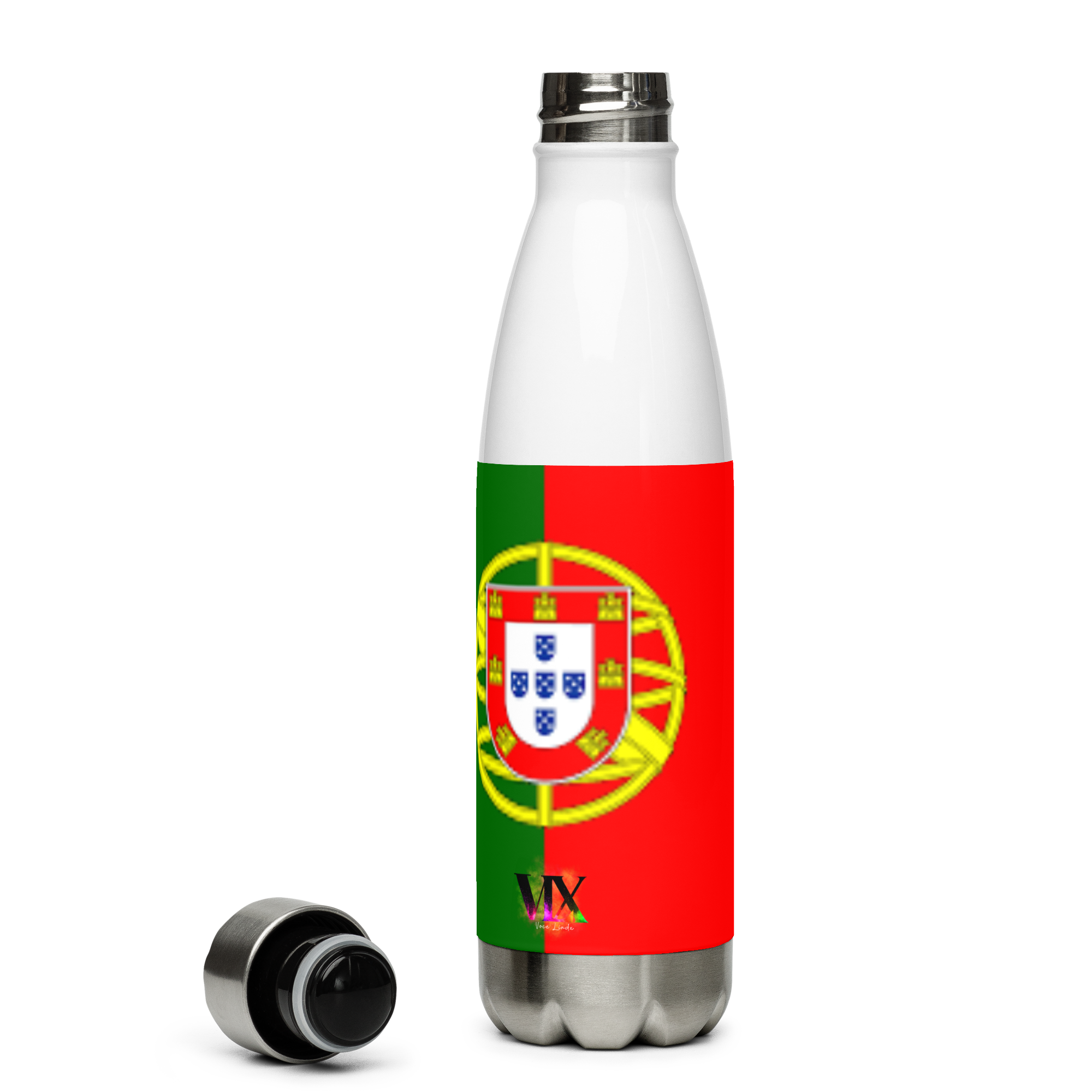 VOCE LINDX Portugal Flag Stainless Steel Water Bottle – 500ml Vacuum-Insulated, Leak-Proof, BPA-Free Flask