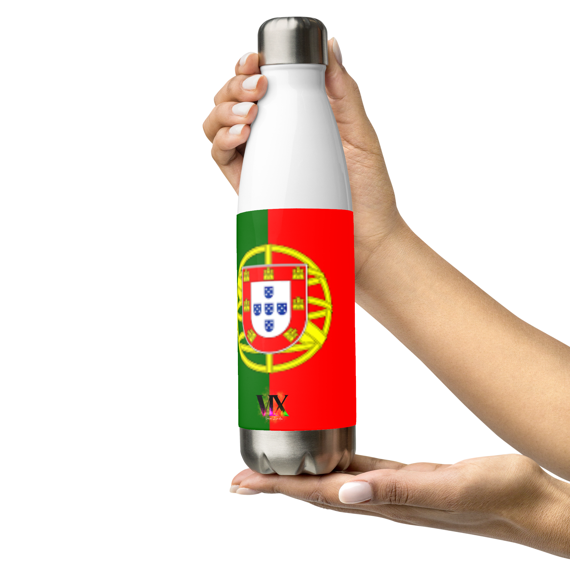 VOCE LINDX Portugal Flag Stainless Steel Water Bottle – 500ml Vacuum-Insulated, Leak-Proof, BPA-Free Flask