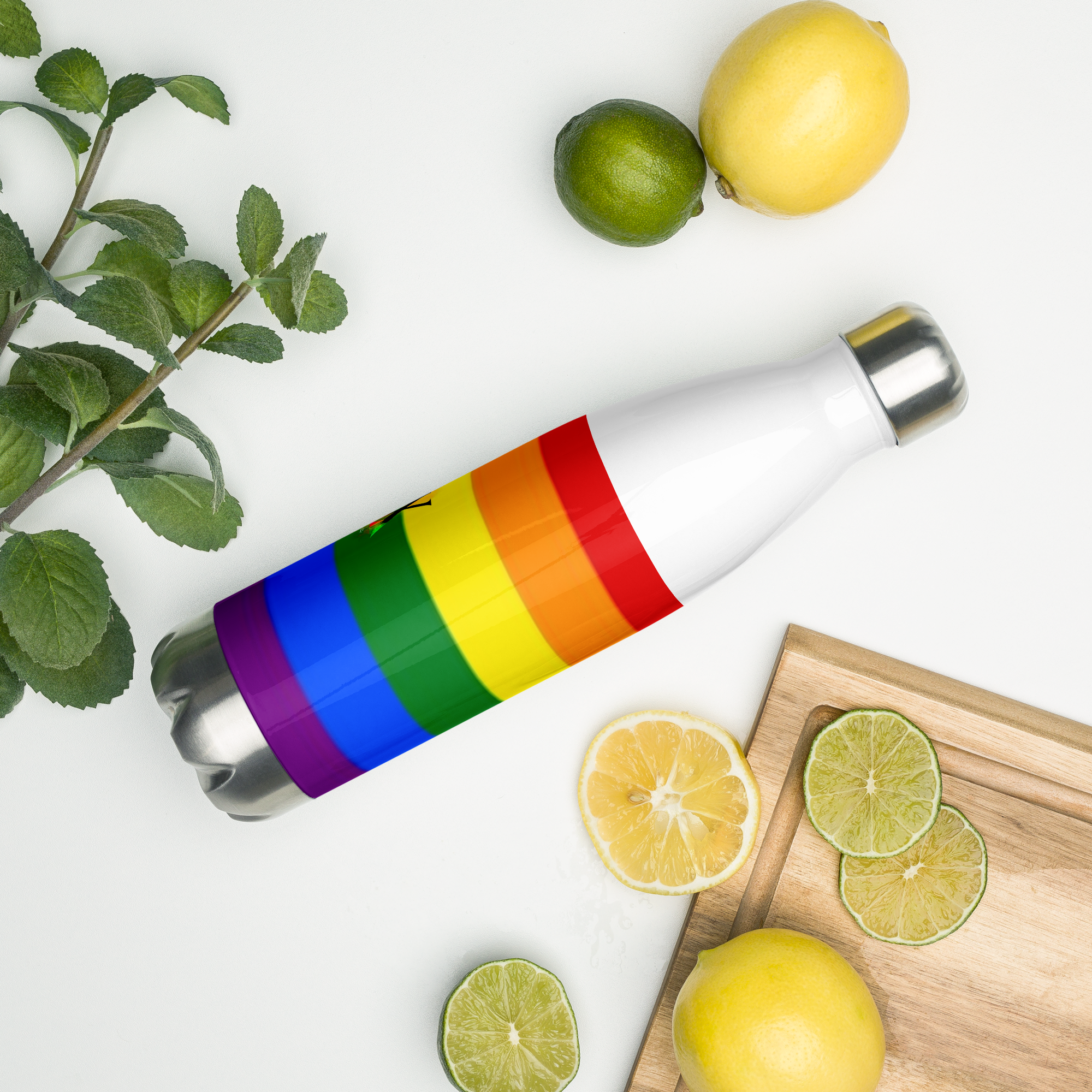 VOCE LINDX LGBTQIA+ 6‑Colours Flag Stainless Steel Water Bottle – 500 ml Vacuum‑Insulated, Leak‑Proof, Gloss Finish