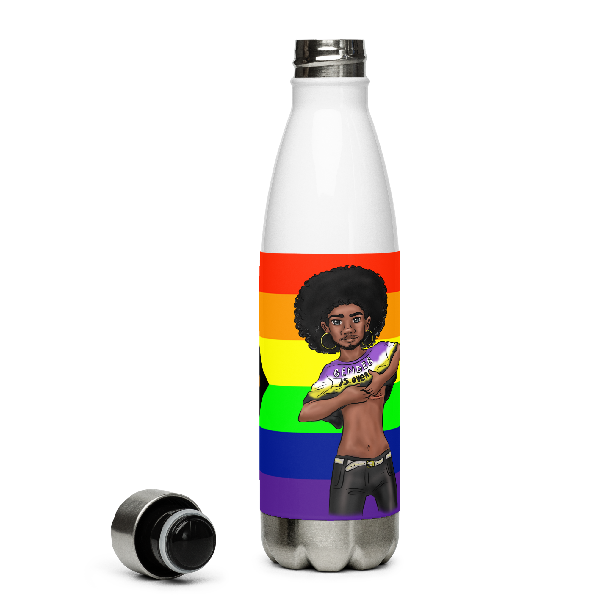 VOCE LINDX Non‑Binary & Intersex‑Inclusive Pride Stainless Steel Water Bottle – 500 ml Vacuum‑Insulated, Leak‑Proof