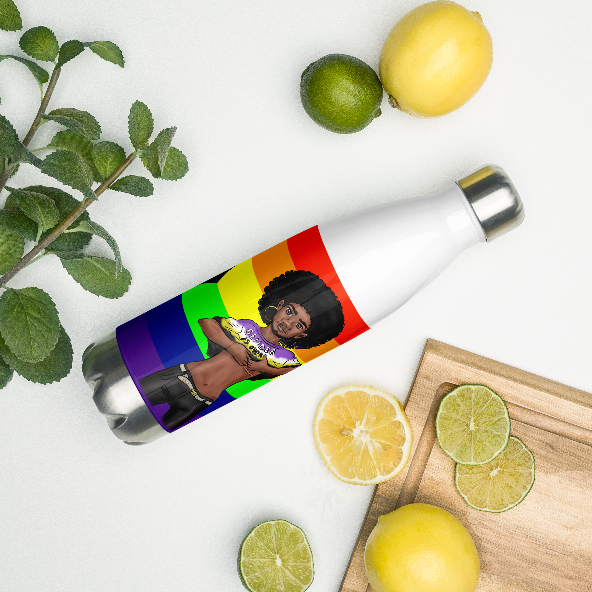VOCE LINDX Non‑Binary & Intersex‑Inclusive Pride Stainless Steel Water Bottle – 500 ml Vacuum‑Insulated, Leak‑Proof