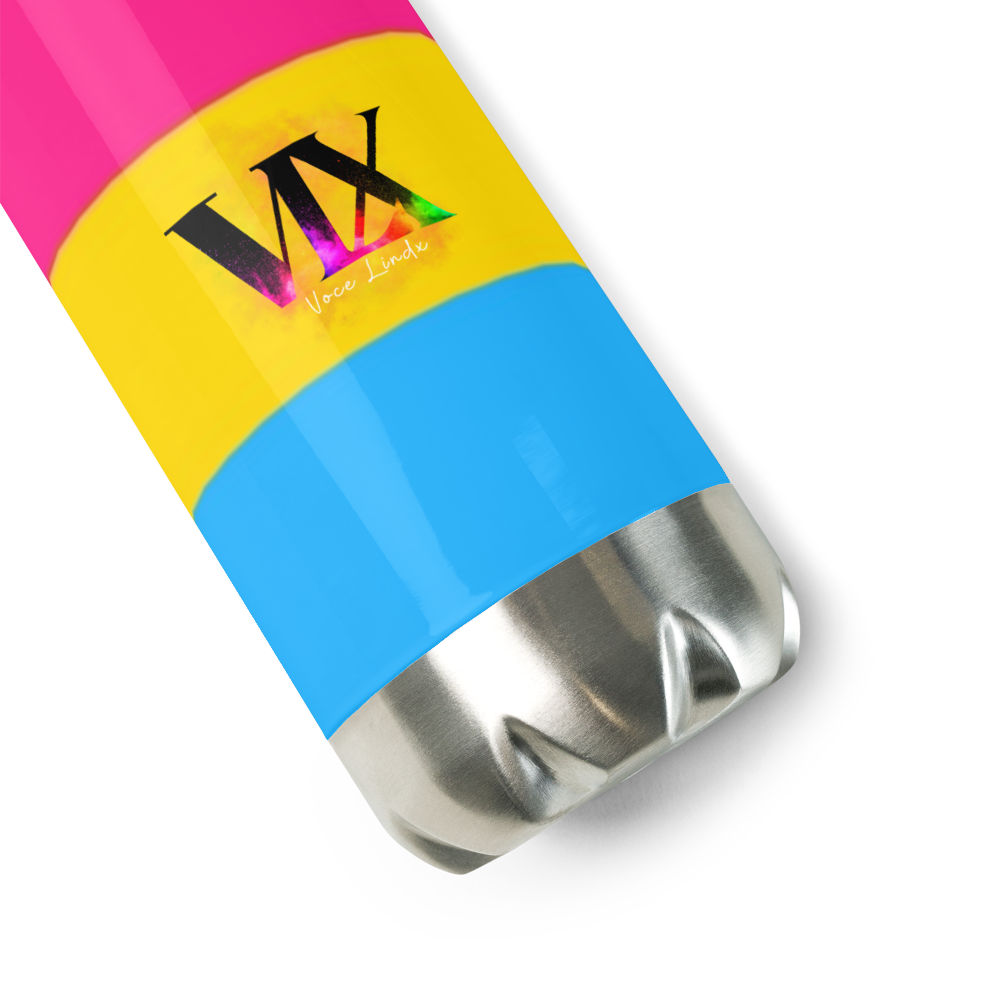 VOCE LINDX Pansexual Flag Stainless Steel Water Bottle – 500ml Insulated, Leak-Proof, BPA-Free, Gloss Finish