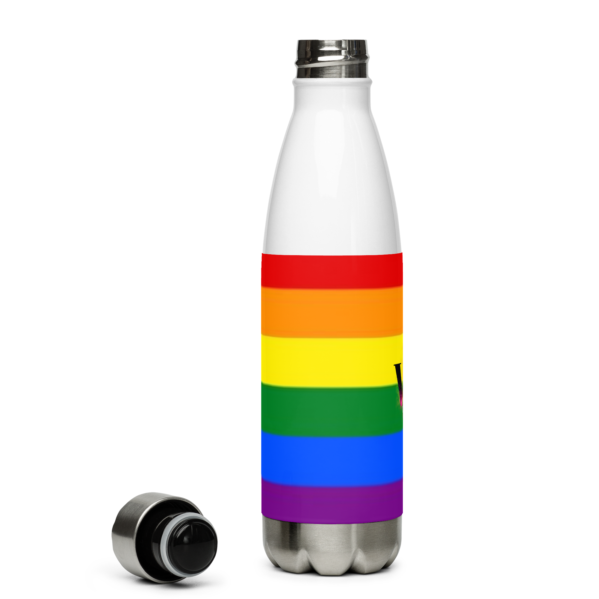 VOCE LINDX LGBTQIA+ 6‑Colours Flag Stainless Steel Water Bottle – 500 ml Vacuum‑Insulated, Leak‑Proof, Gloss Finish