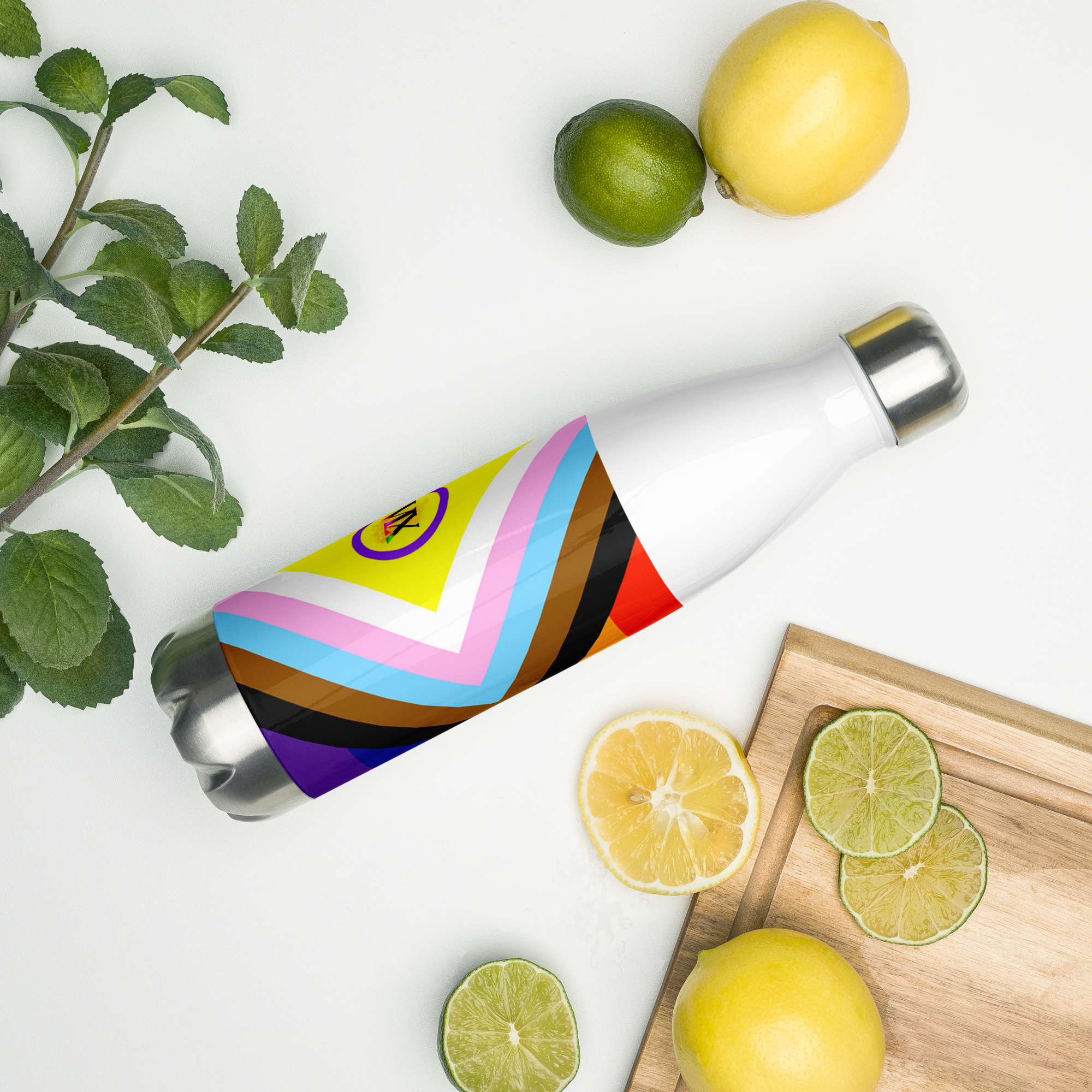 VOCE LINDX Non‑Binary & Intersex‑Inclusive Pride Stainless Steel Water Bottle – 500 ml Vacuum‑Insulated, Leak‑Proof
