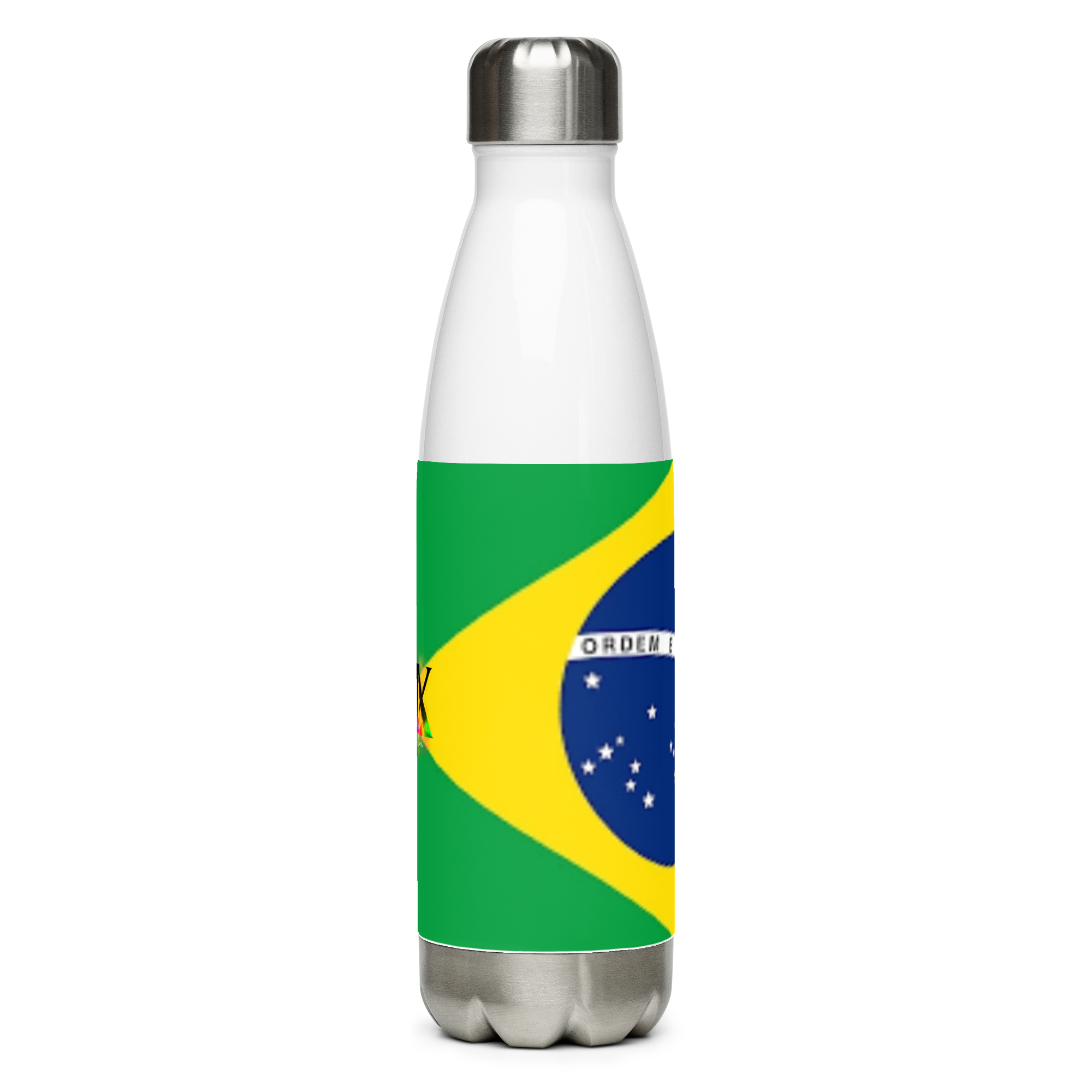 VOCE LINDX Brazil Flag Stainless Steel Water Bottle – 500ml Vacuum-Insulated, Leak-Proof, BPA-Free Travel Flask