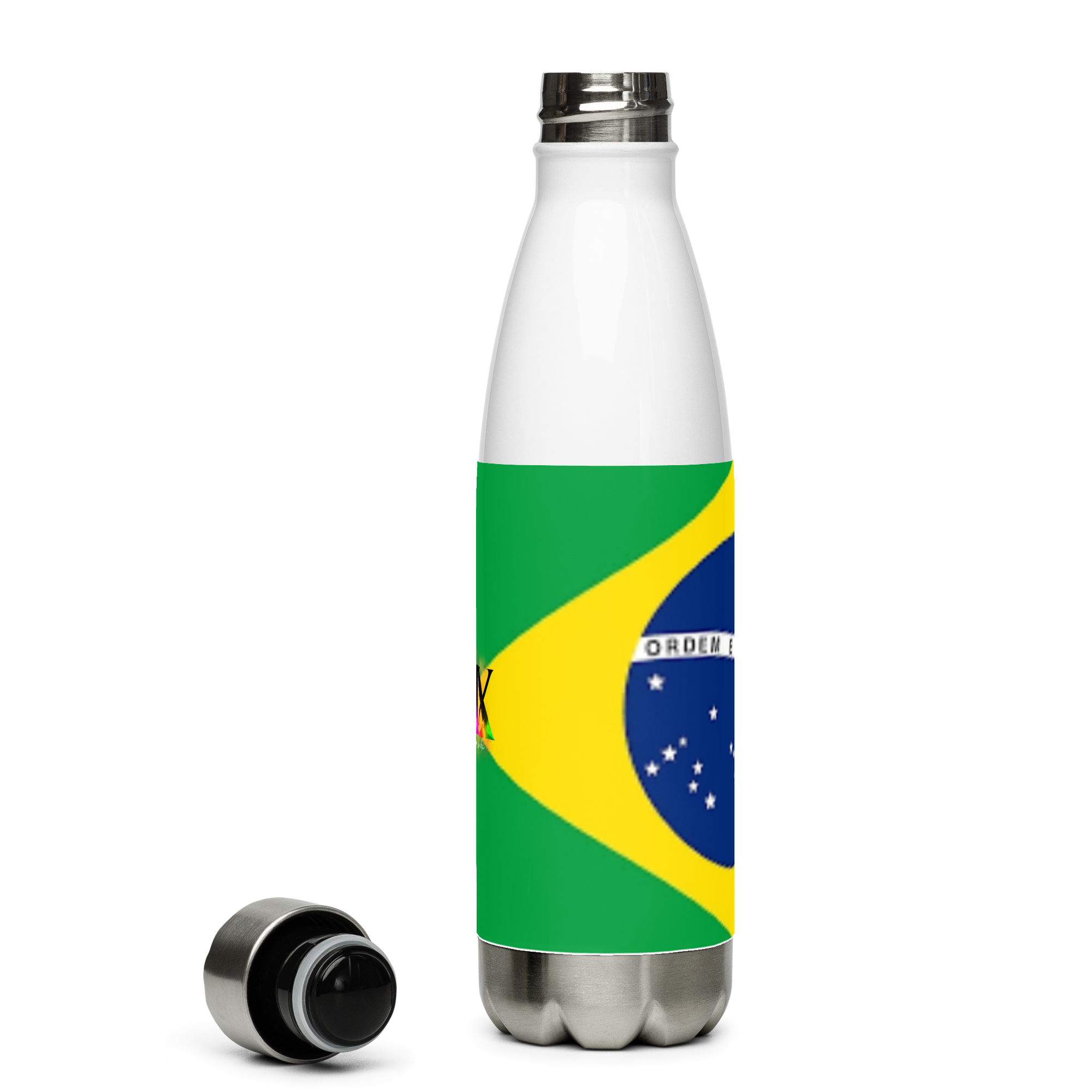 VOCE LINDX Brazil Flag Stainless Steel Water Bottle – 500ml Vacuum-Insulated, Leak-Proof, BPA-Free Travel Flask