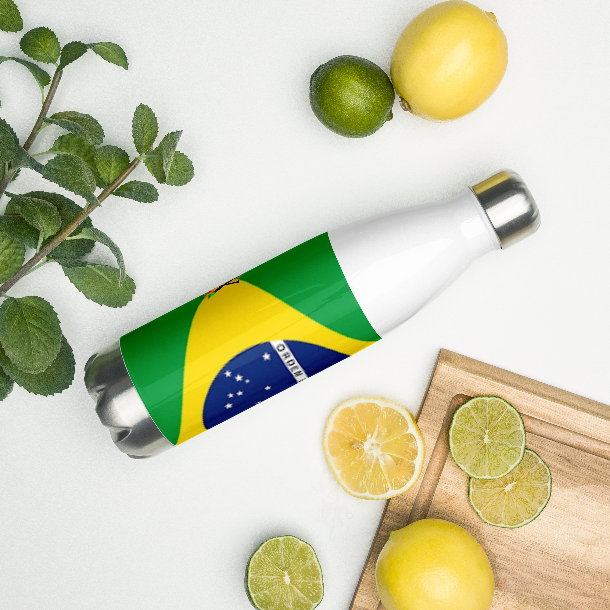 VOCE LINDX Brazil Flag Stainless Steel Water Bottle – 500ml Vacuum-Insulated, Leak-Proof, BPA-Free Travel Flask