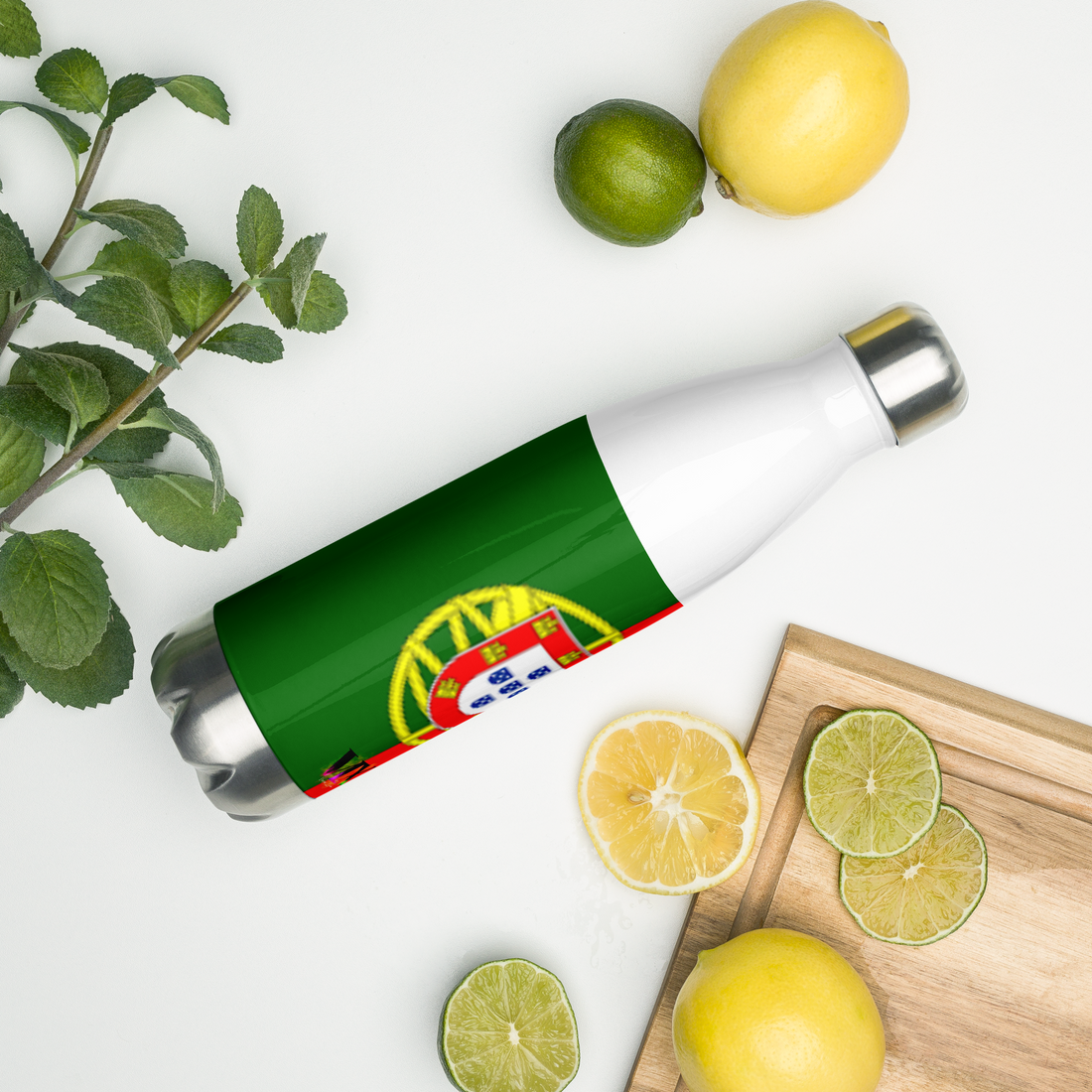 VOCE LINDX Portugal Flag Stainless Steel Water Bottle – 500ml Vacuum-Insulated, Leak-Proof, BPA-Free Flask