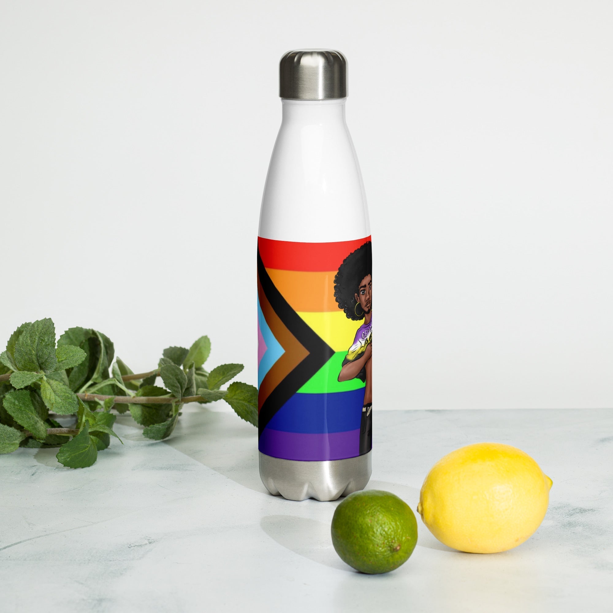 VOCE LINDX Non‑Binary & Intersex‑Inclusive Pride Stainless Steel Water Bottle – 500 ml Vacuum‑Insulated, Leak‑Proof